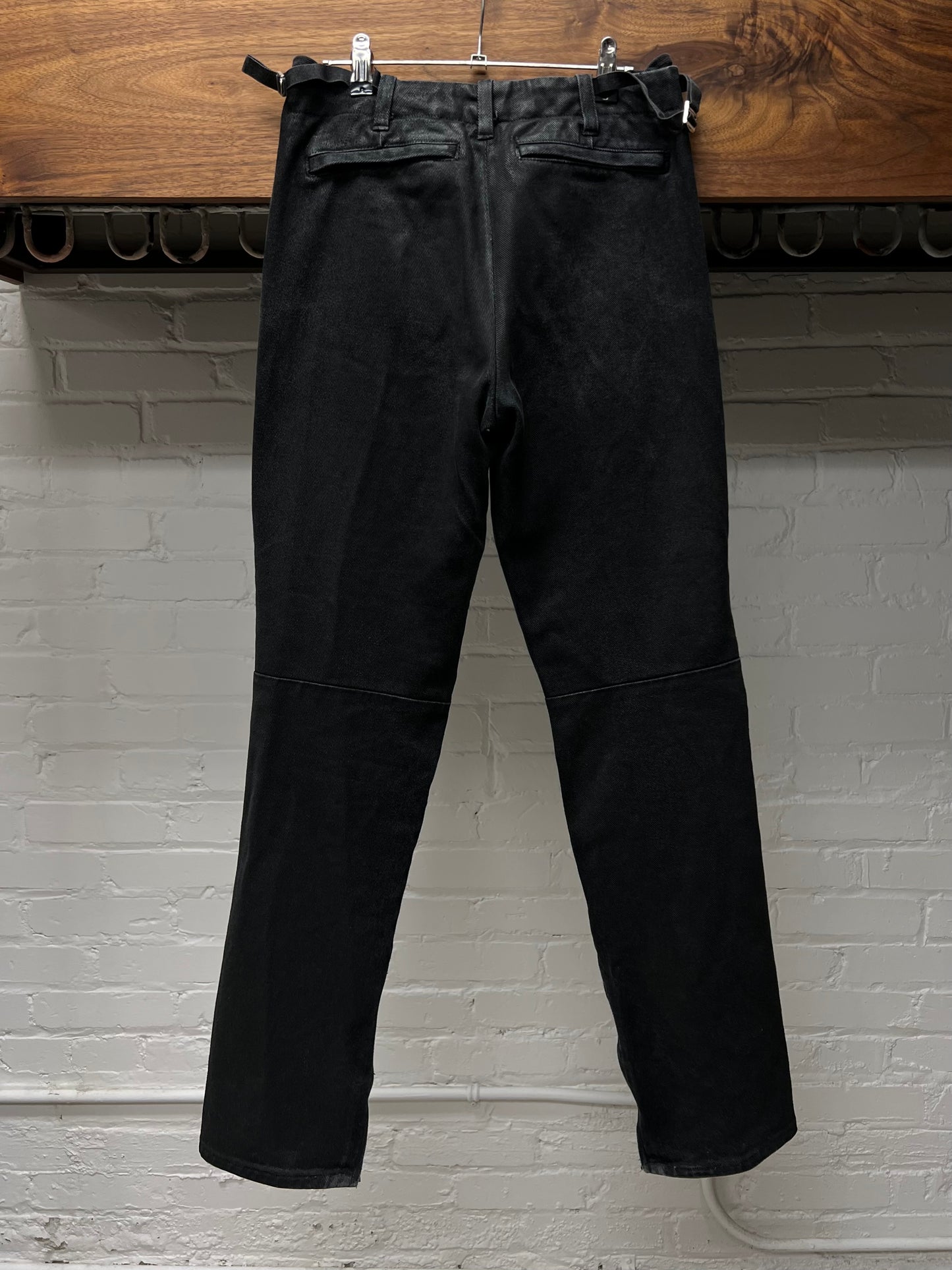 AW1999 Helmut Lang ‘Astro’ Waxed Black Biker Knee Denim