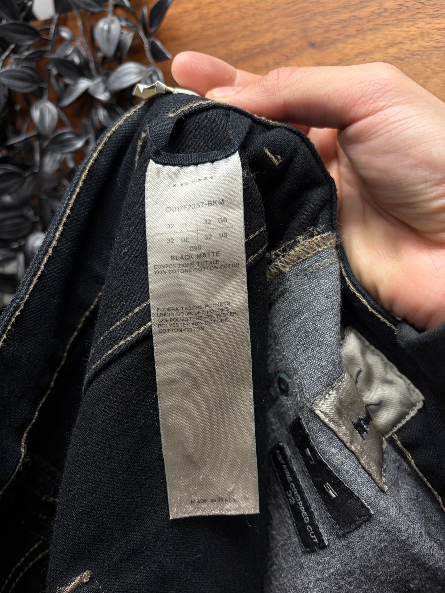 Rick Owens ‘Torrence Cut’ Waxed Black Cropped Denim