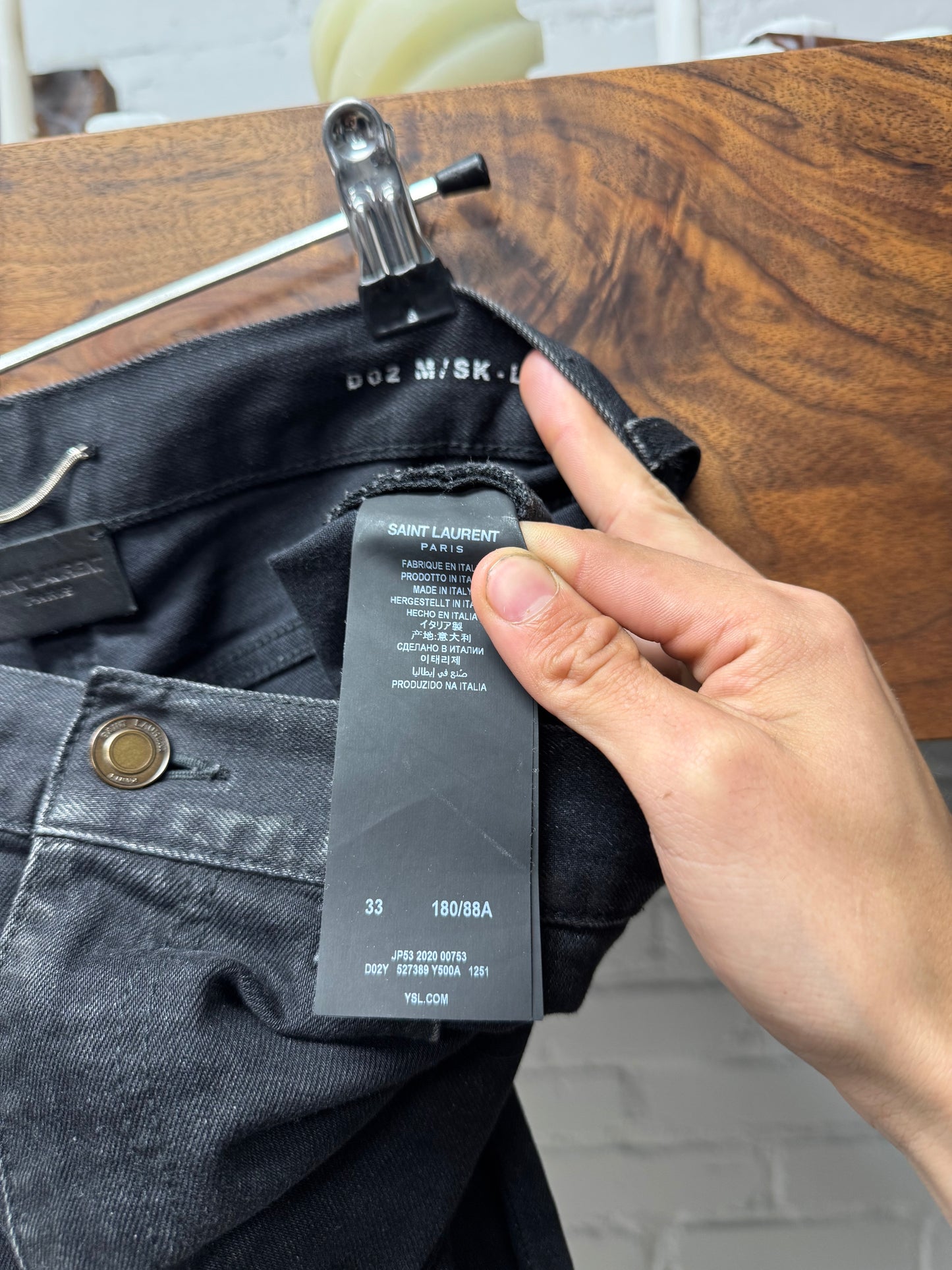 2020 Saint Laurent ‘D02’ Black Skinny Cut Denim