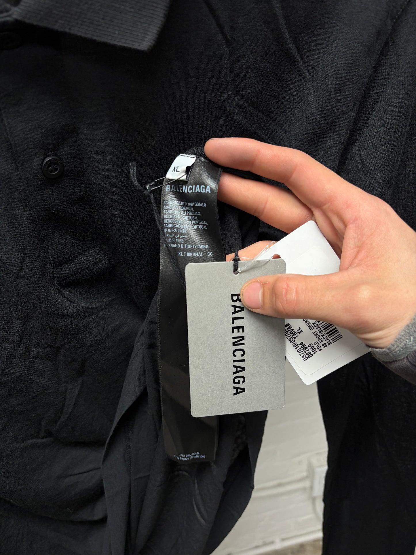 SS2023 Balenciaga ‘3B Sports Icon’ Logo Black Long Sleeve Polo