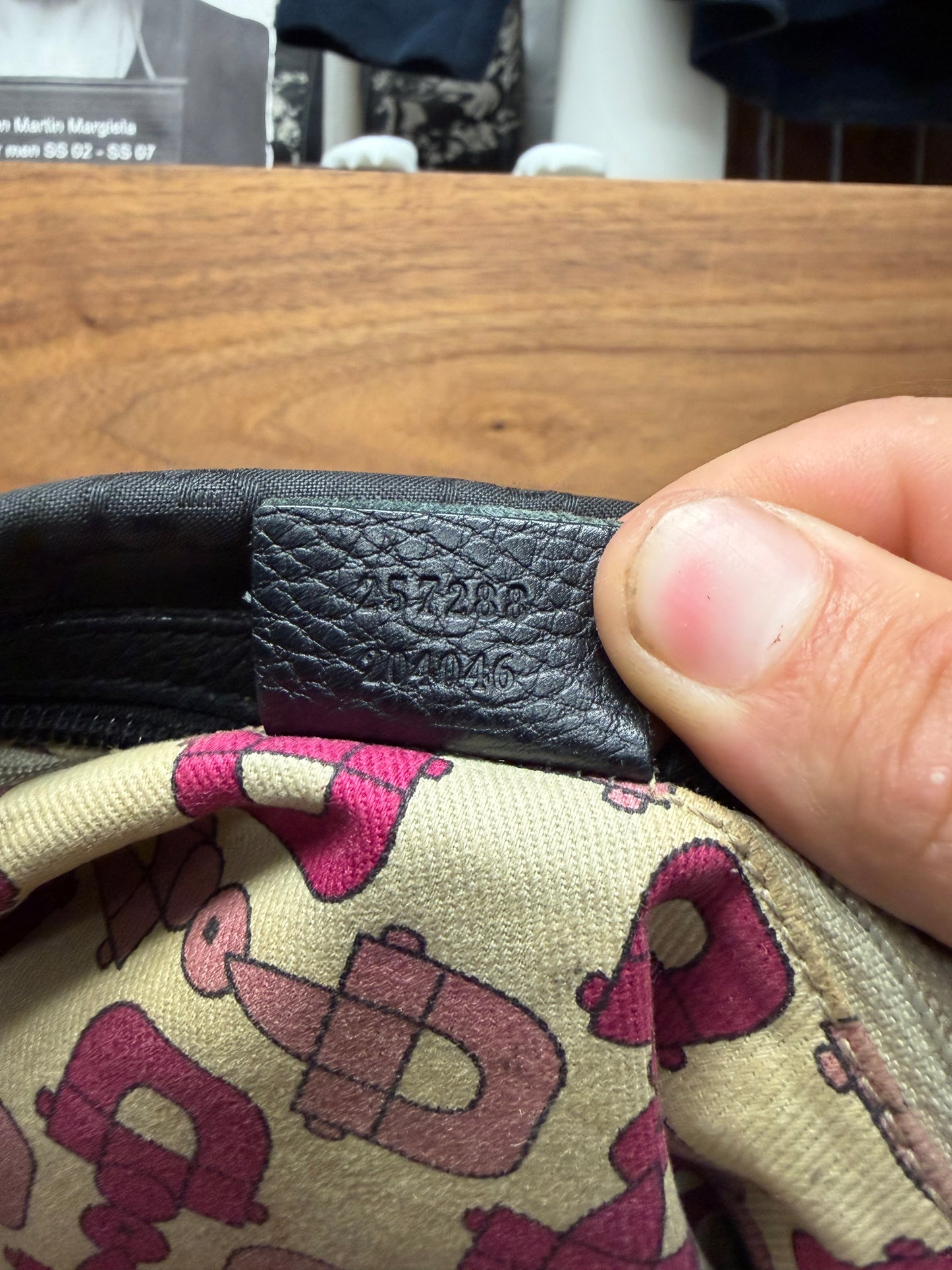 2000s Gucci ‘Guccisima’ Black Canvas Monogram Shoulder Bag with Pink Horsebit Interior