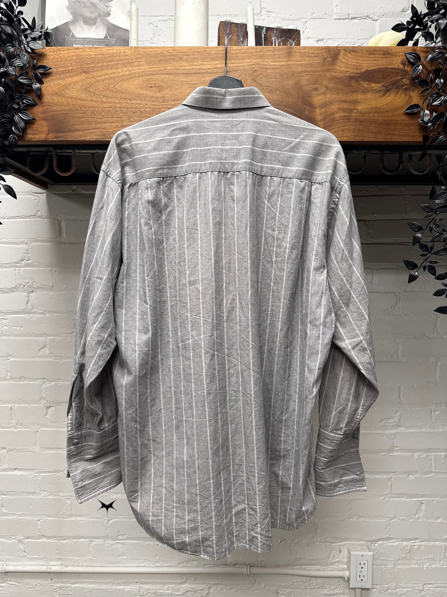 Vintage Dior Striped Grey Cotton Button Up Shirt