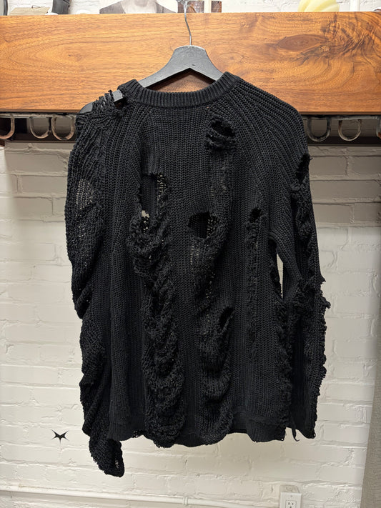 2022 Maison Margiela Loose Gauge Black Knit Sweater