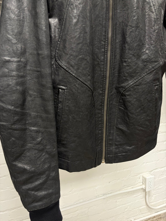 Rick Owens O&M era Lambskin Leather ‘Intarsia’ High Neck Jacket