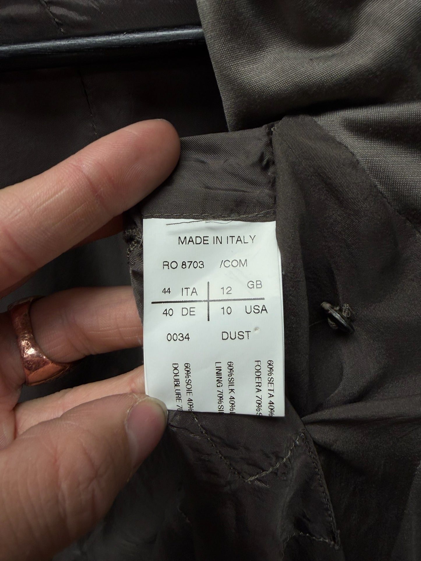Rick Owens O&M era Silk/Leather Hybrid Dust Brown Scoop Neck Jacket