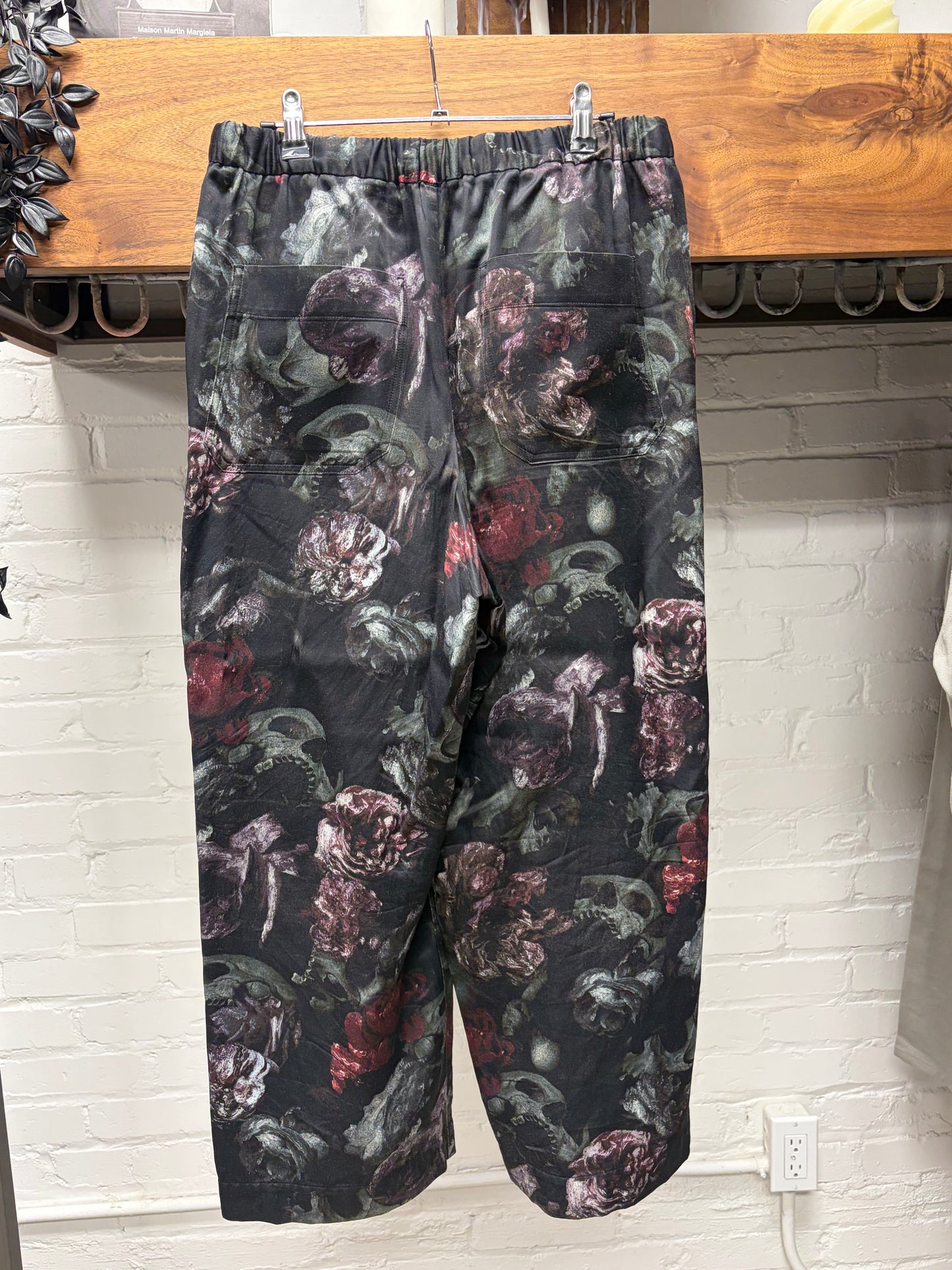 Lad Musician Skull/Floral Full Print Lightweight Wide Leg Pants