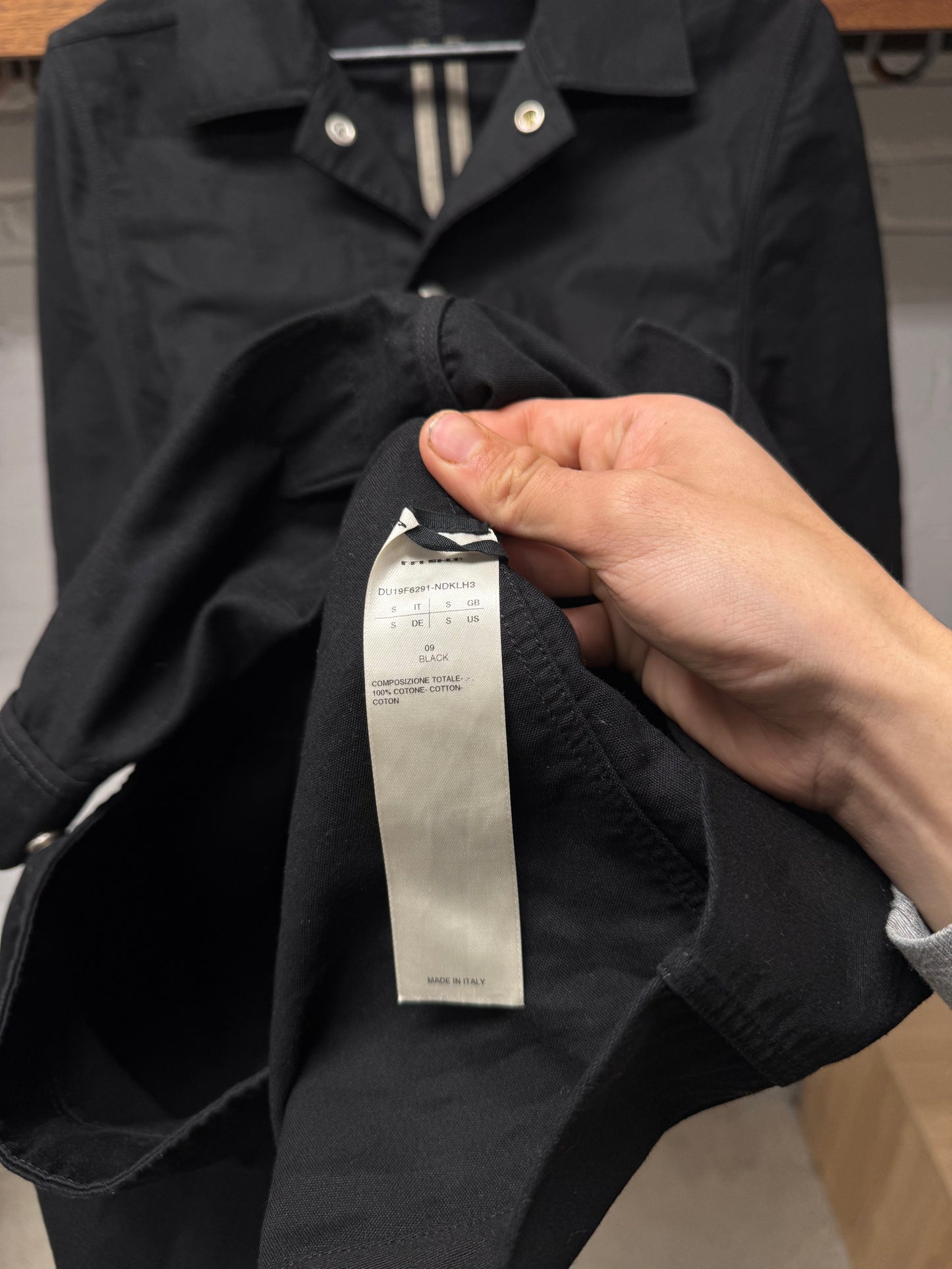 Rick Owens DRKSHDW Patch Black Camp Collar Oversized Short Sleeve Shirt