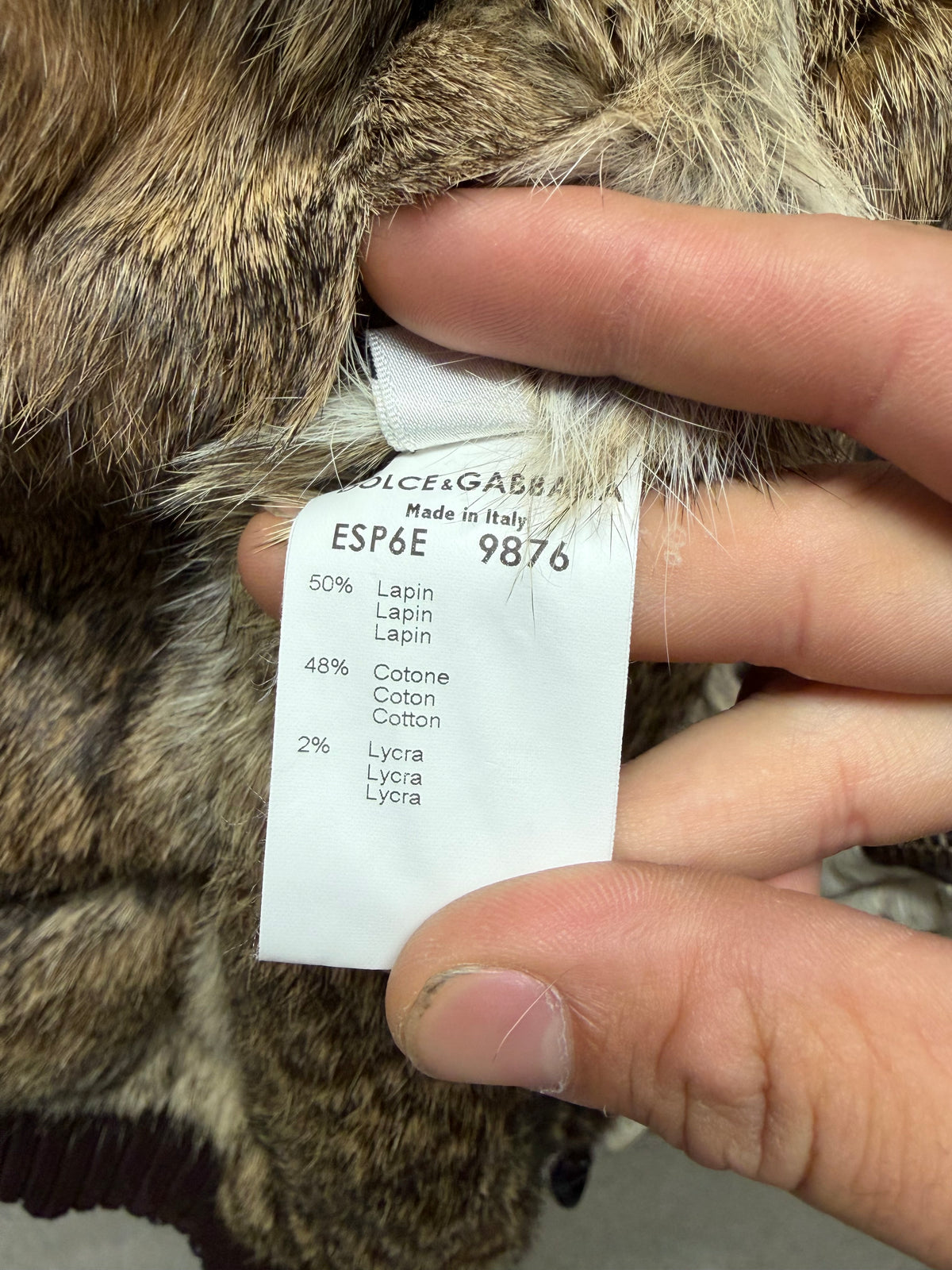 AW2003 Dolce & Gabbana ‘Hunting’ Rabbit Fur Lined White Corduroy Bomber Jacket