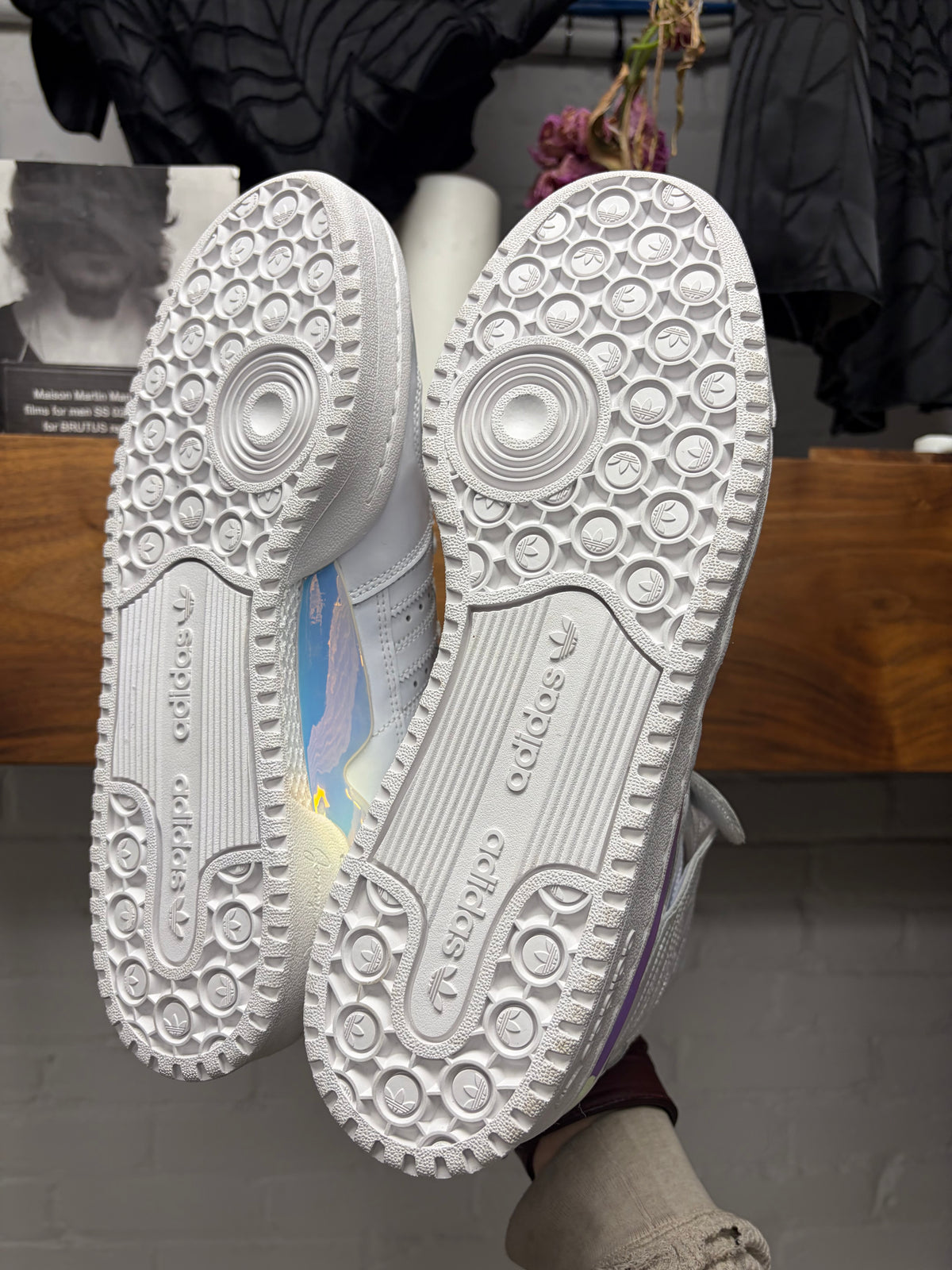 Jeremy Scott x Adidas ‘Wings 4.0’ Opal White ‘Forum’ High Top Sneakers
