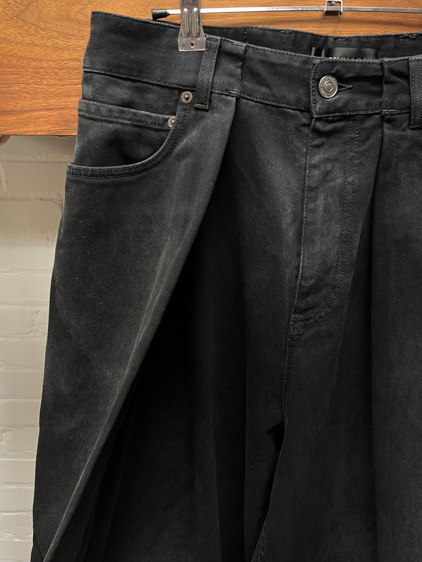 AW23 Balenciaga Double Layered Black Wide Cut Denim