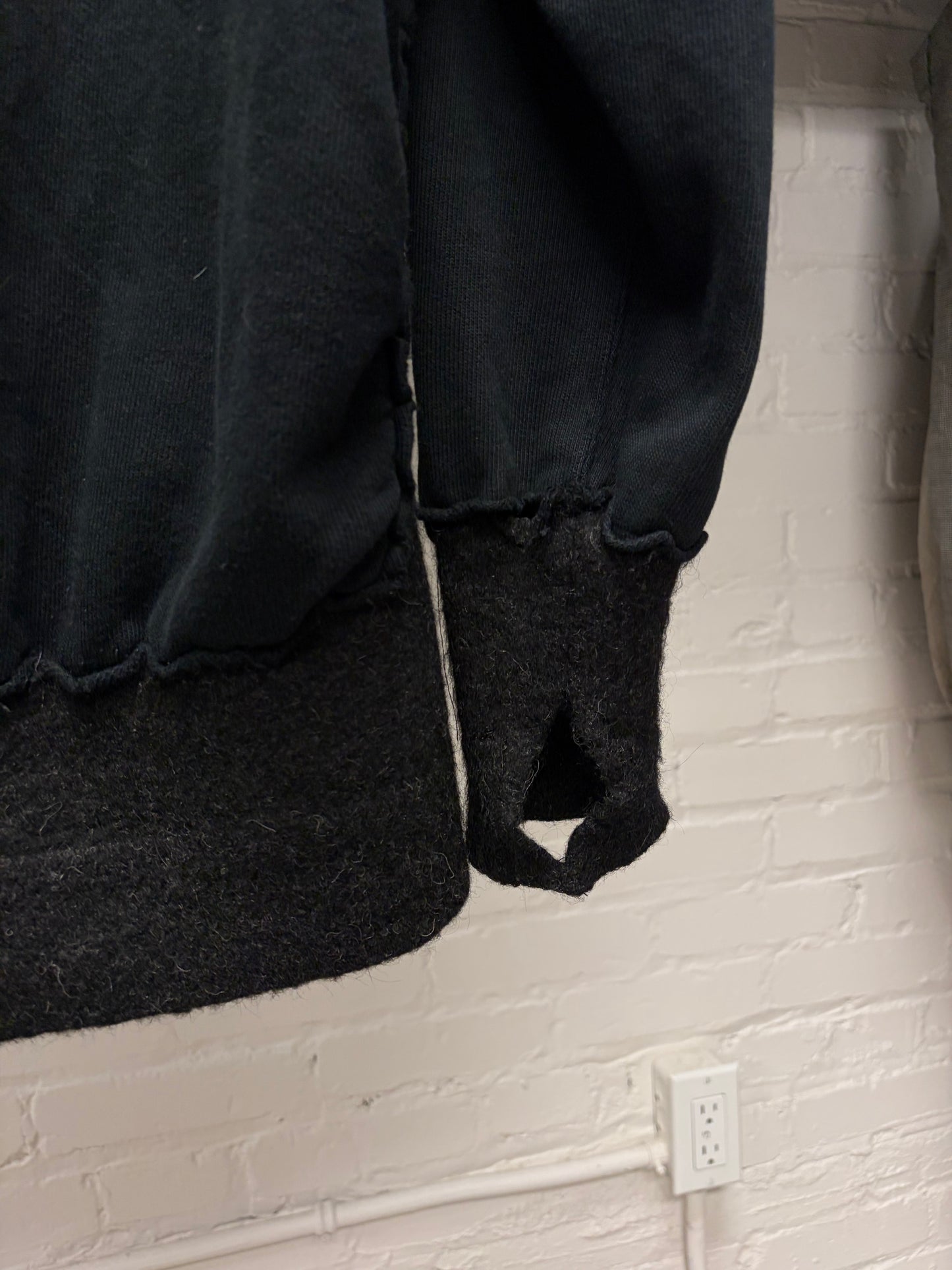 AW2003 Undercover ‘Paper Doll’ Thrash Distressed Hybrid Wool/Cotton Zip-Up Hoodie