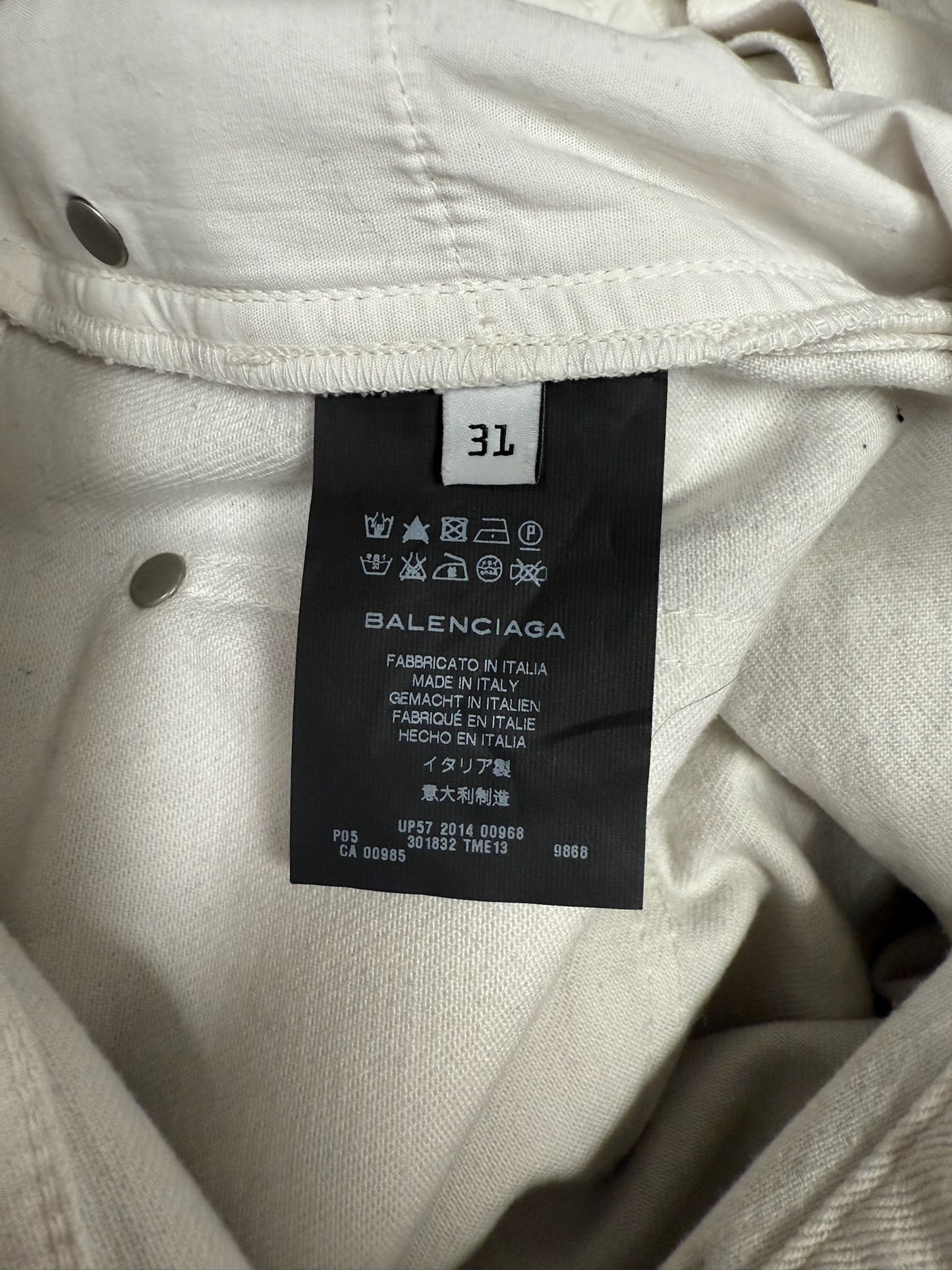 2014 Balenciaga ‘Paint Cracked’ White Skinny Jeans