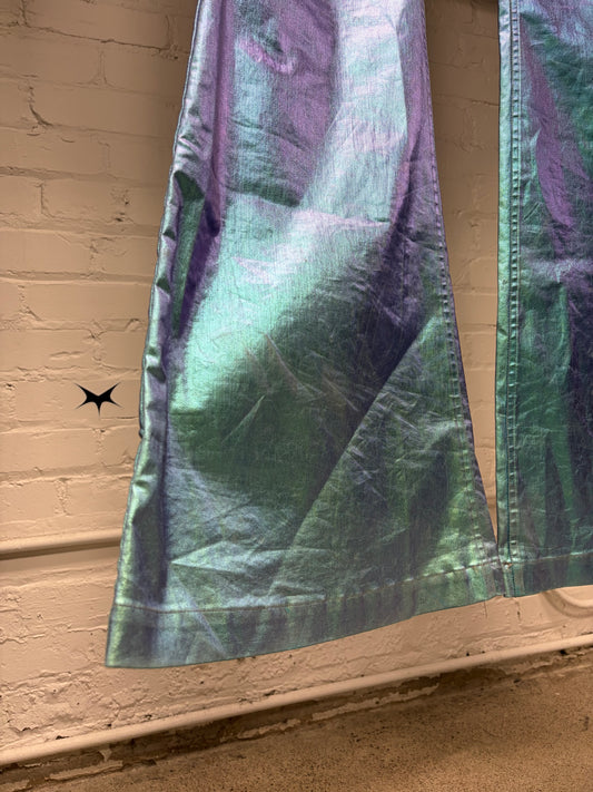 SS2023 Rick Owens ‘Edfu’ Iridescent Blue ‘Bolans’ Flared Leg Pants