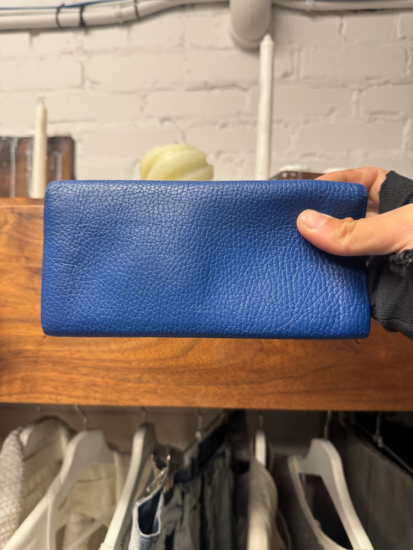 Lanvin Blue Calfskin Leather Long Wallet