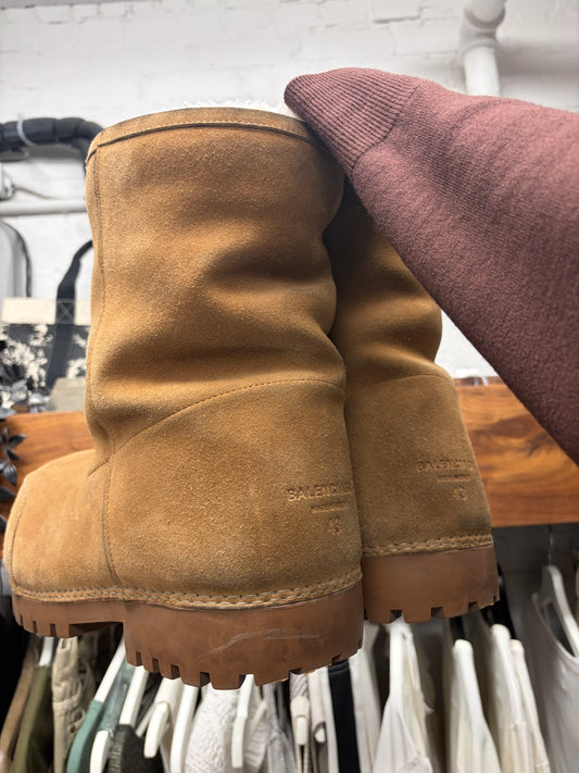 Balenciaga ‘Alaska’ Brown Suede/Shearling Mid Top Boots