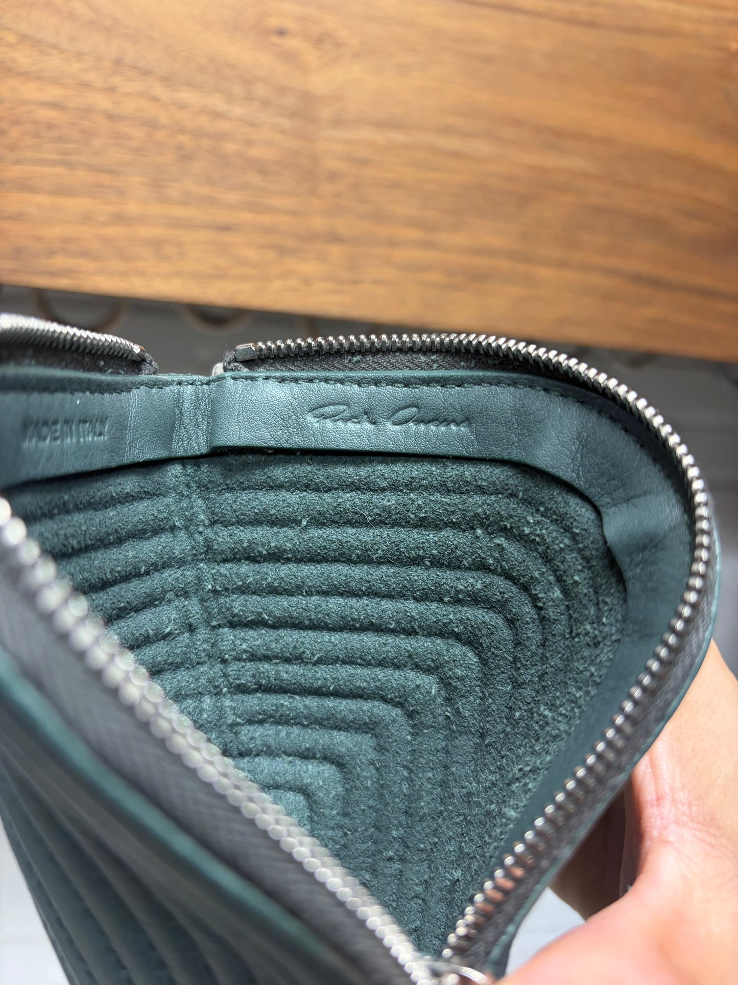 SS2024 Rick Owens ‘Lido’ Blue Leather Neck Wallet