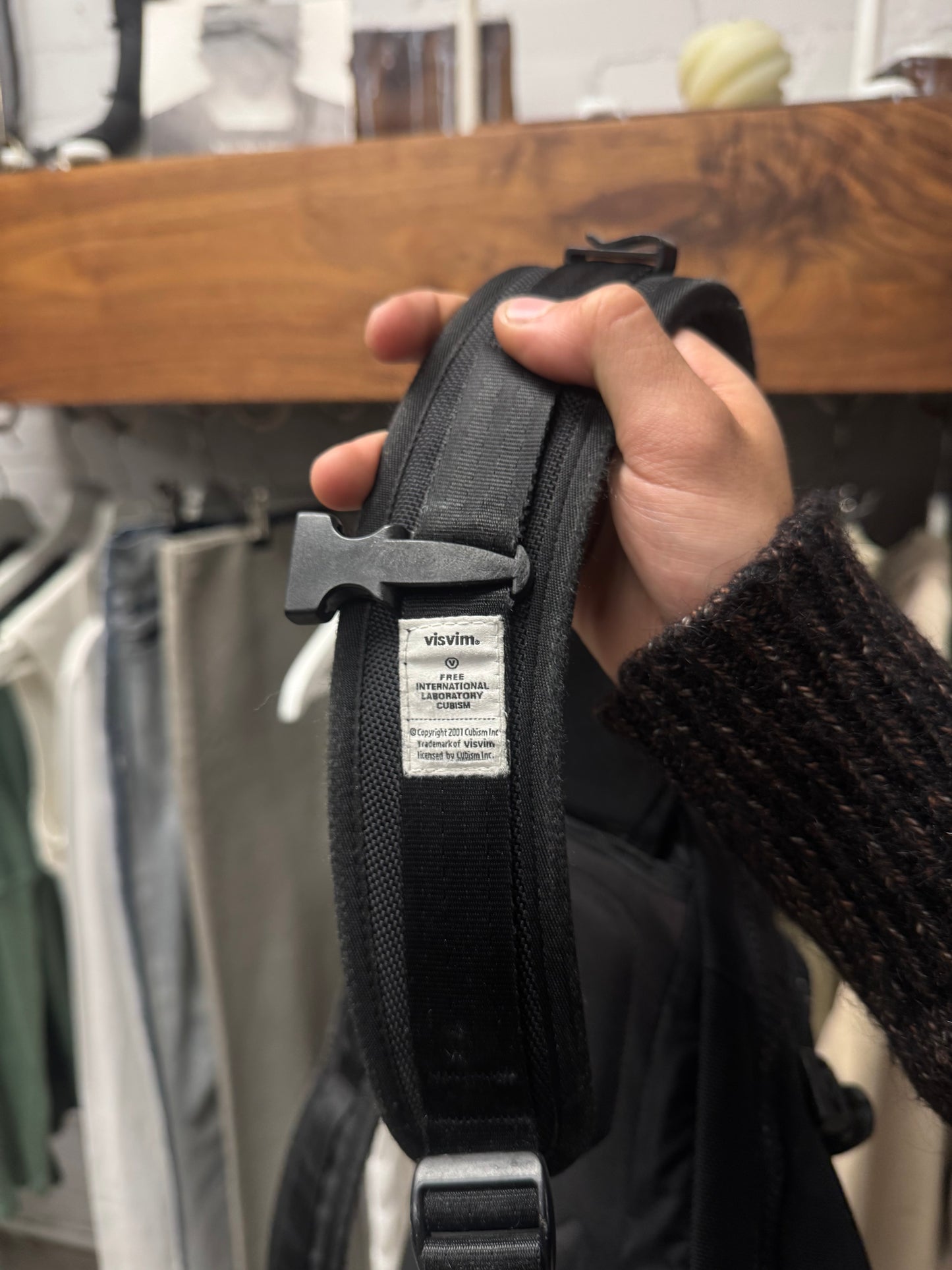 Visvim ‘20L’ Black Calf Leather/Cavas Hiking Backpack