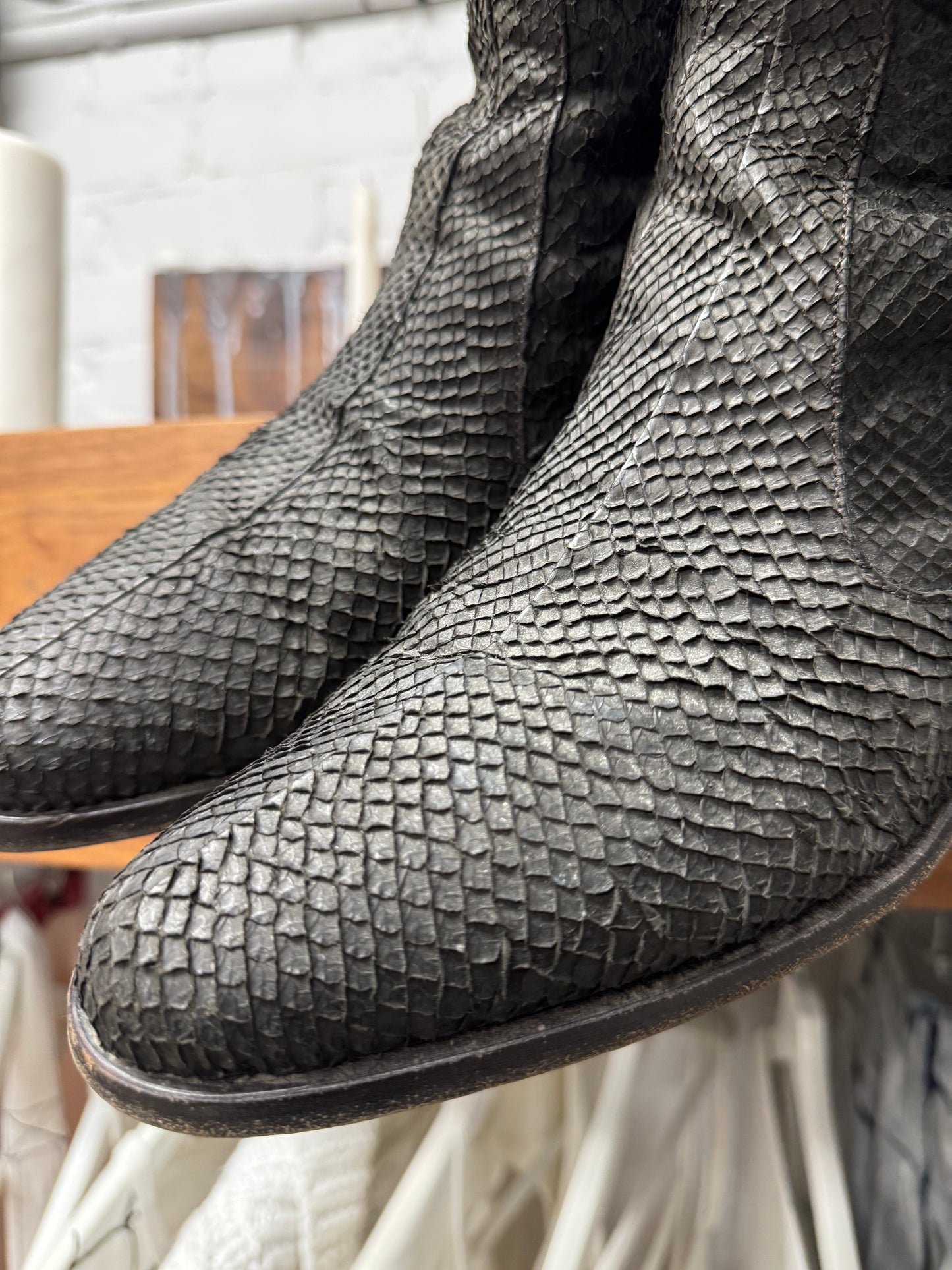 SS2002 Helmut Lang ‘Perch Skin’ Fish Leather Pointed Toe Boots