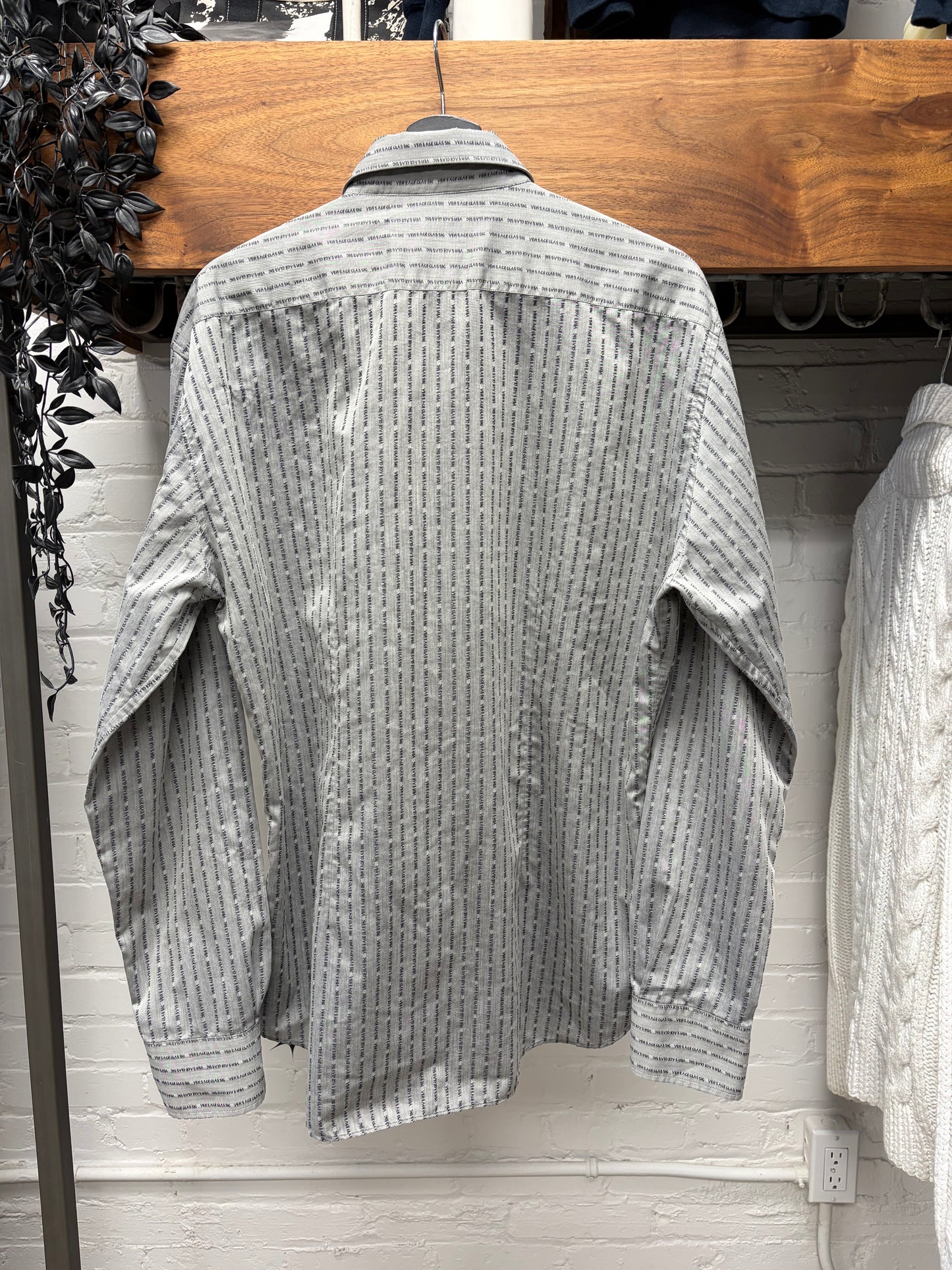 Versace Spell-Out Monogram Grey Button Up Shirt