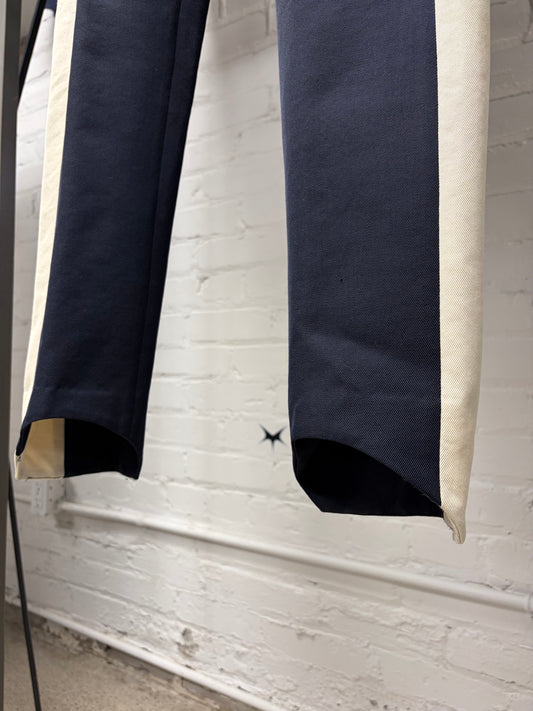 Dries Van Noten ‘Marching Band’ Striped Navy/Blue Slim Cut Trousers