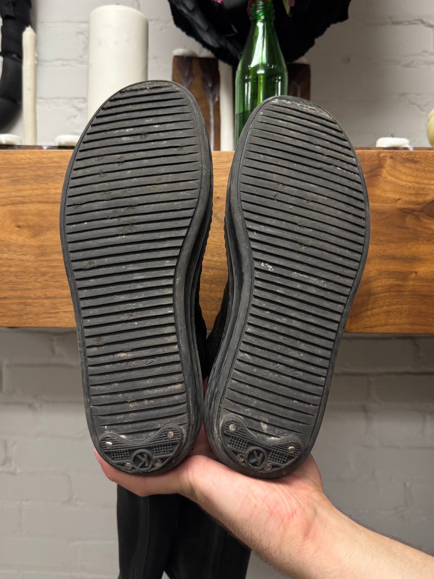Rick Owens Waxed Black Canvas ‘Sock Ramones’ High Top Sneakers