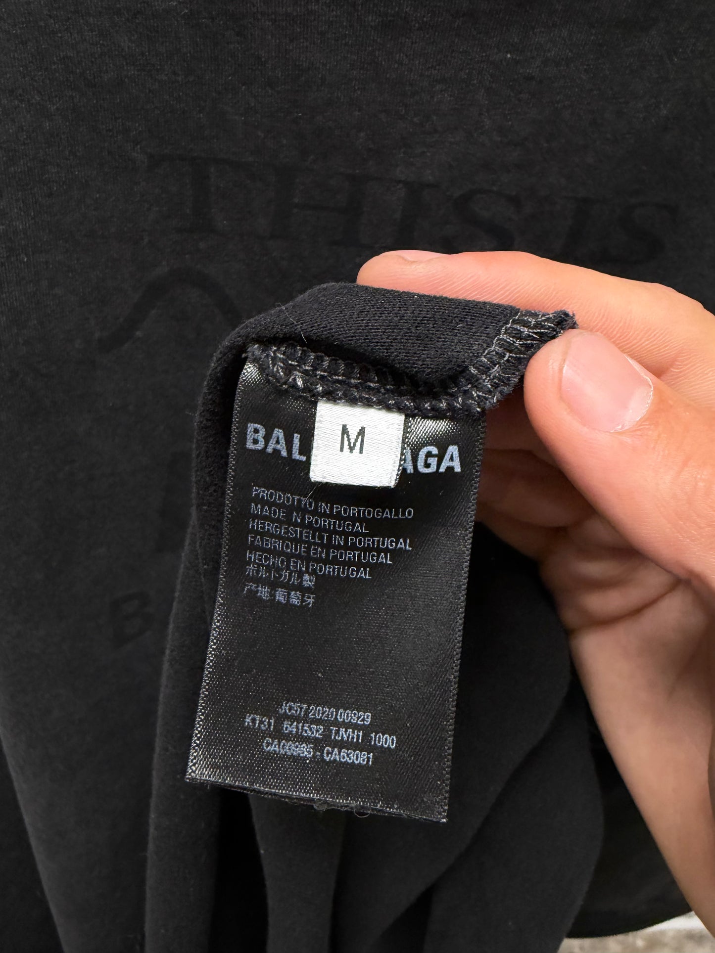 2020 Balenciaga ‘This Is Not’ Thrash Distressed Black Oversized T-Shirt