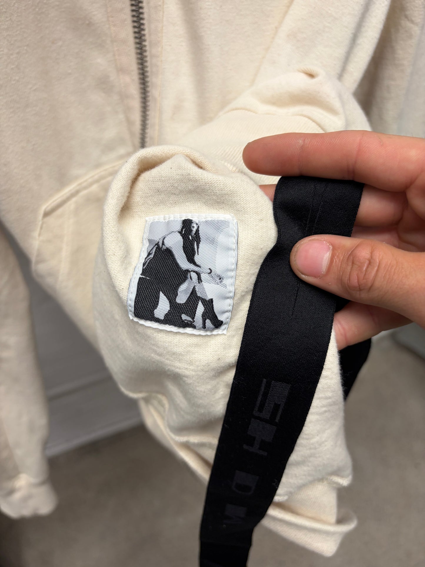 Rick Owens ‘DRKSHDW’ Milk White ‘Gimp’ Full-Zip Hoodie