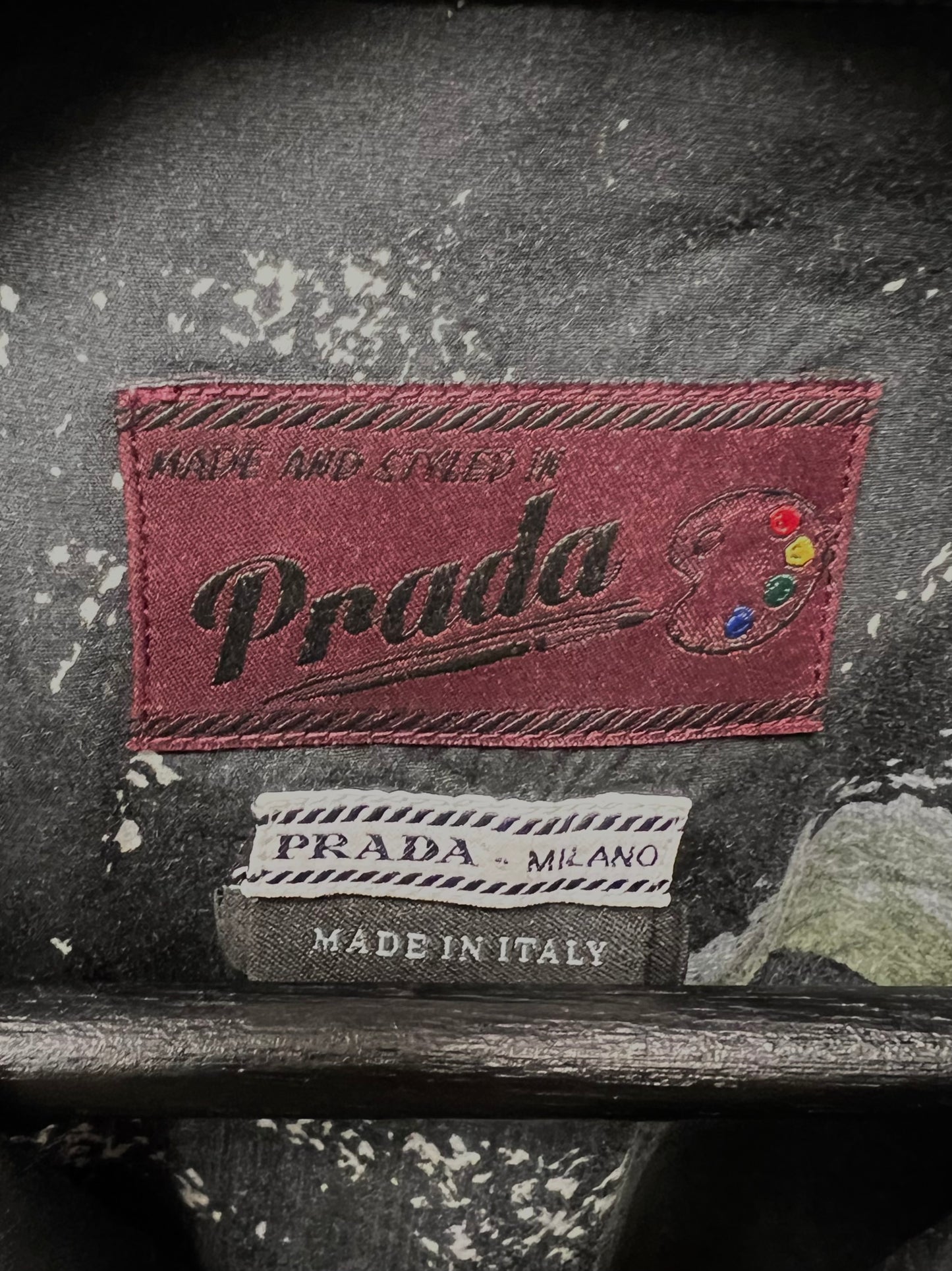 Prada Still Life Bottle Graphic Camp Collar Shirt