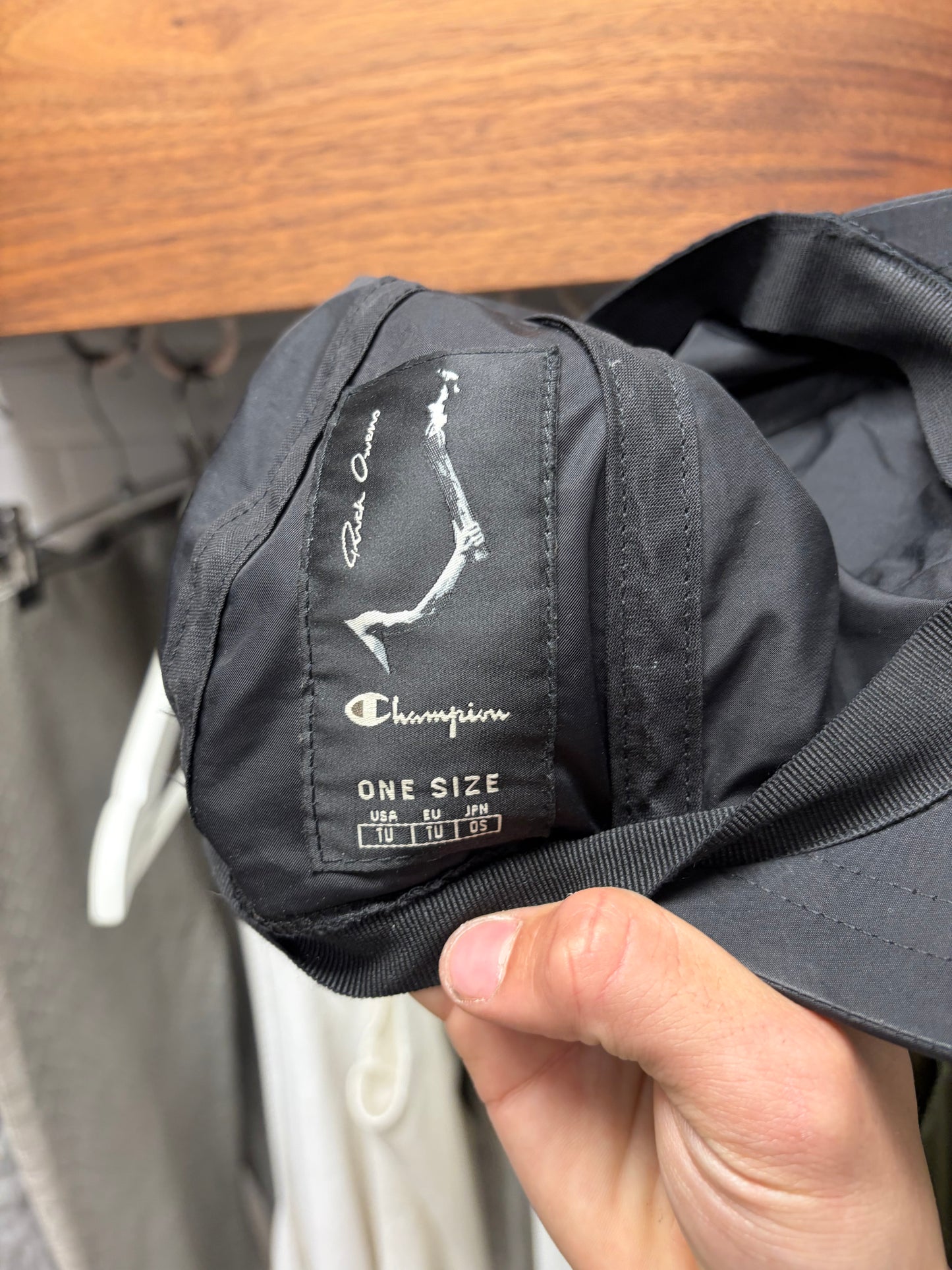 Rick Owens x Champion Black Strapback Baseball Cap