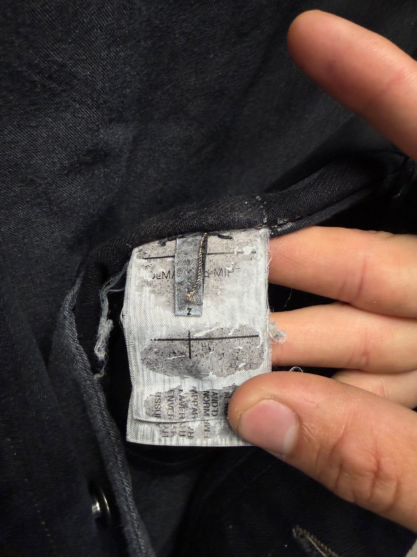Rick Owens O&M Era Black Denim ‘Slave’ High Neck Jacket