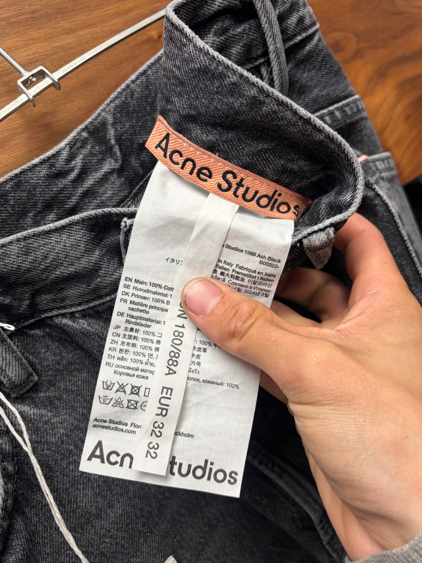 Acne Studios ‘1989’ Ash Black Wide Leg Denim