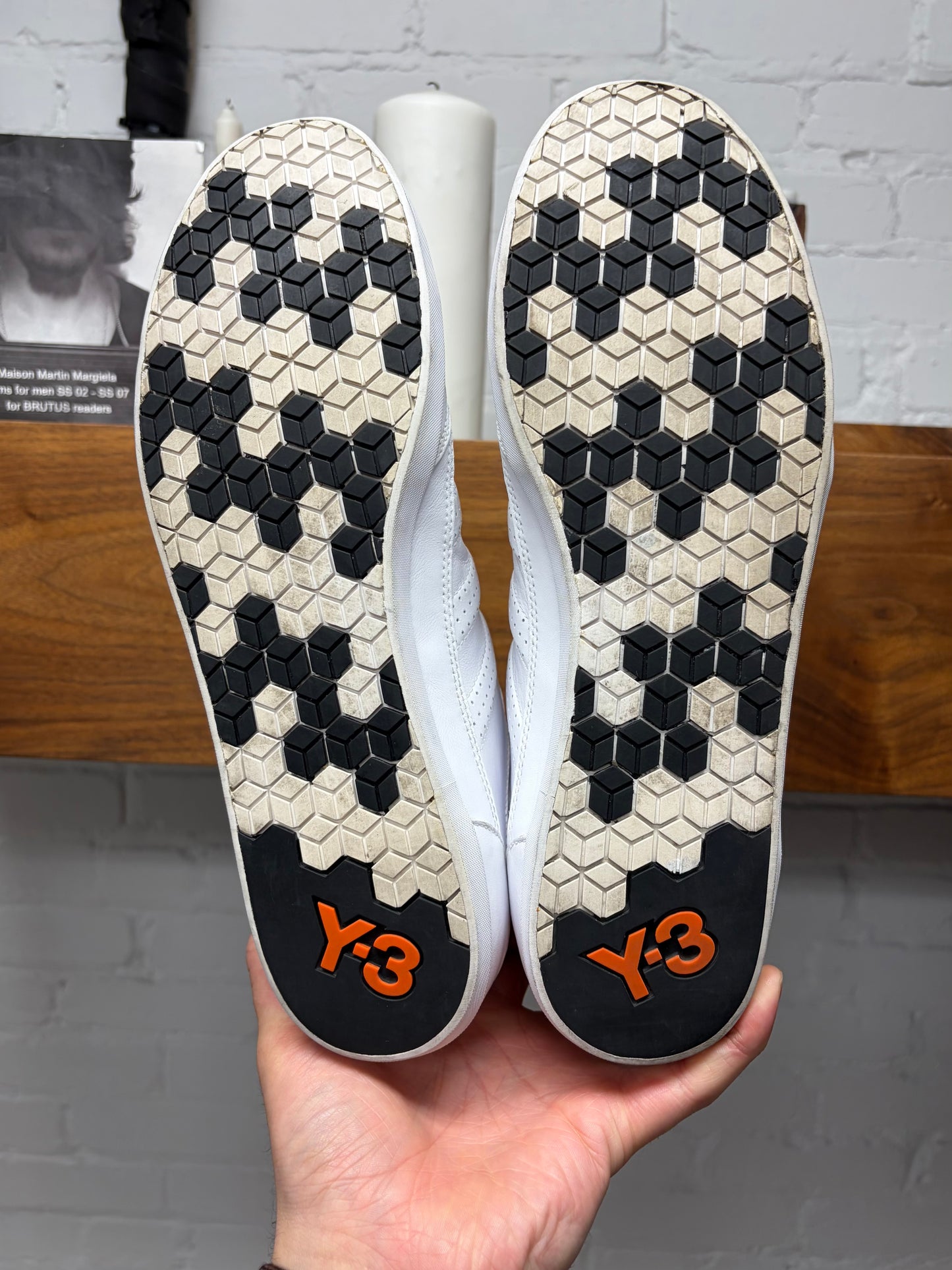 Y-3 by Yohji Yamamoto ‘Honja’ White Leather Low Top Sneakers