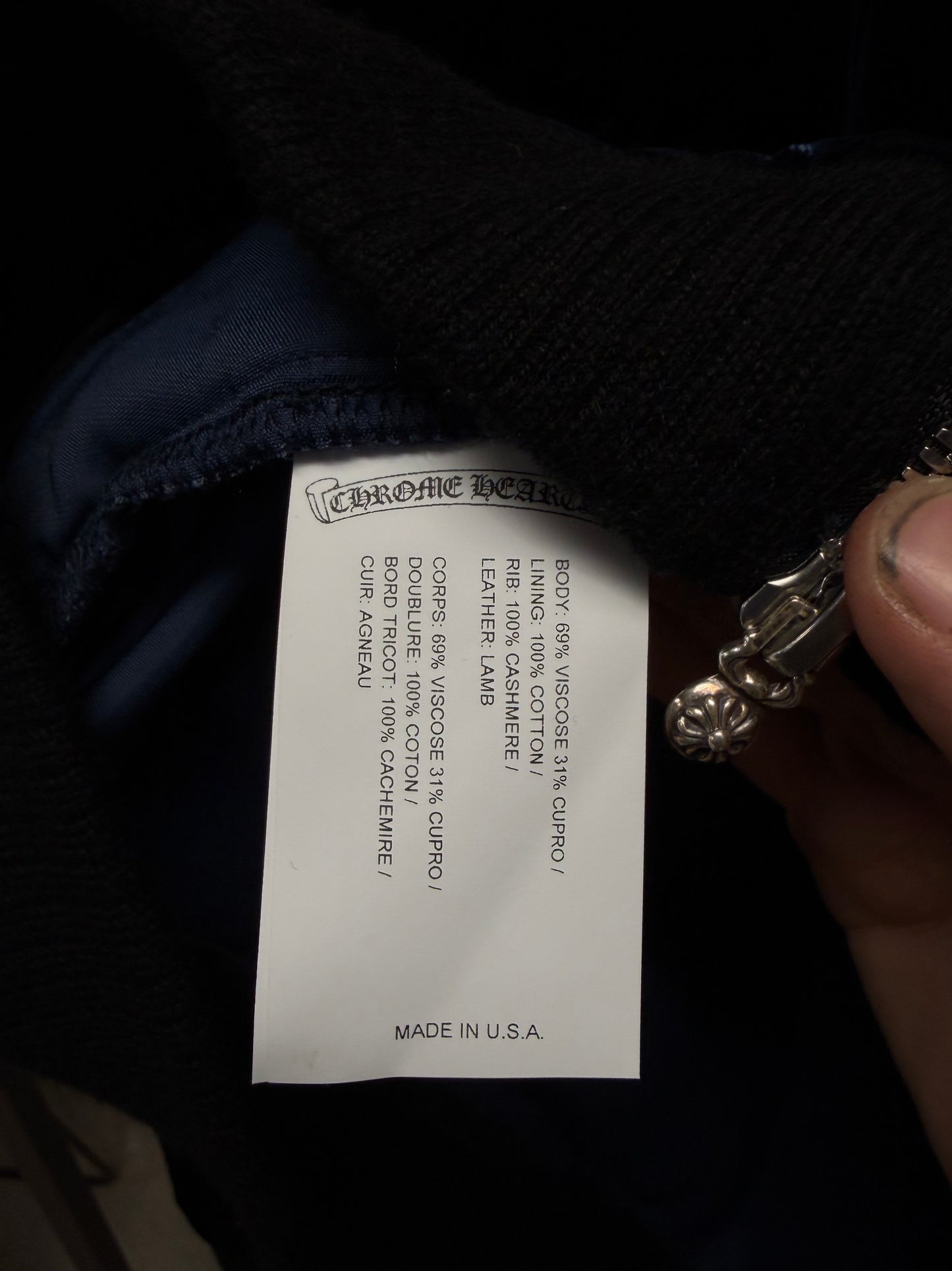 Chrome Hearts Velour/Leather Tracksuit Zip-Up Jacket