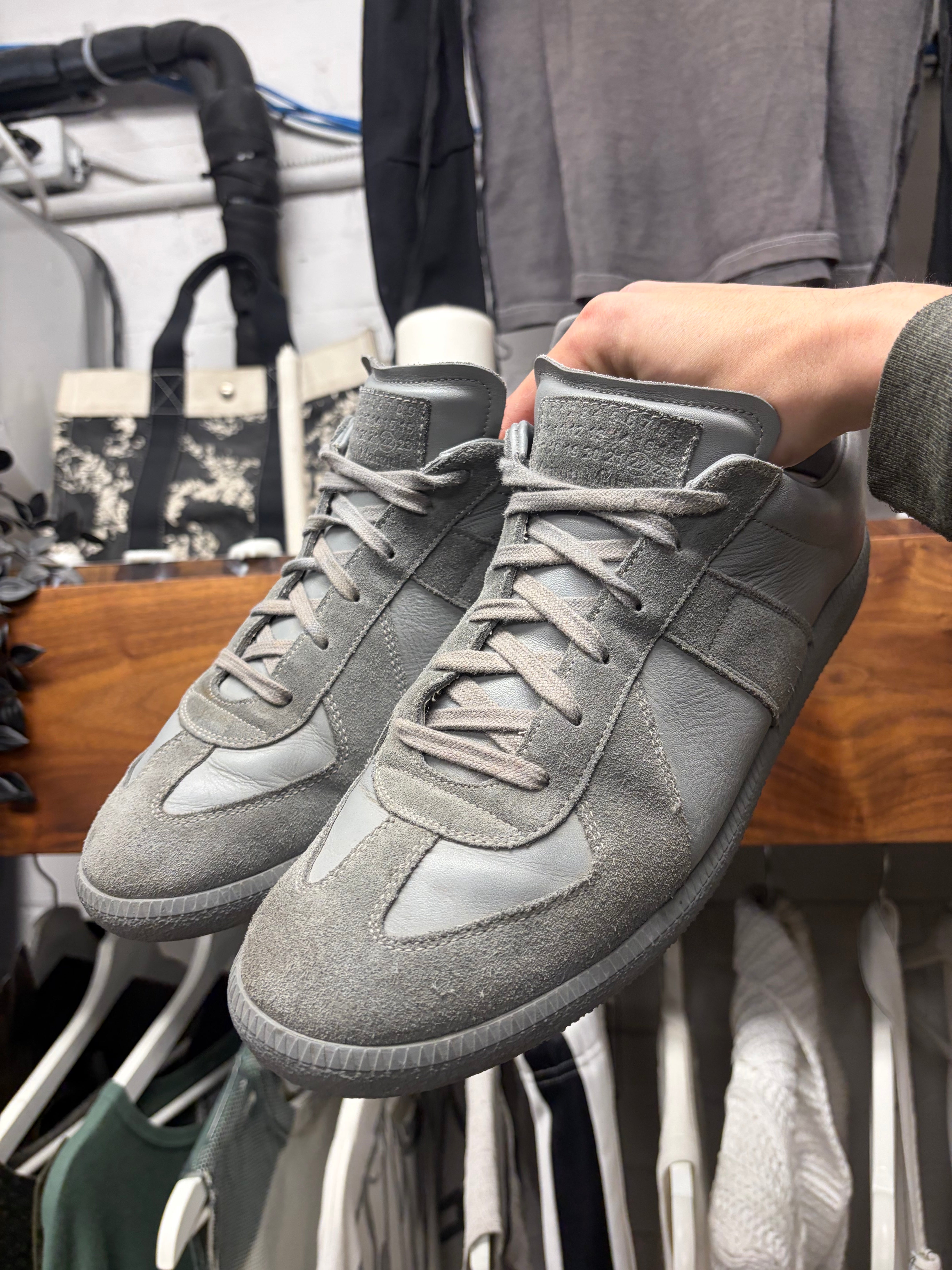 Maison Margiela 'G.A.T.' Wolf Grey Leather/Suede Low Top Sneakers