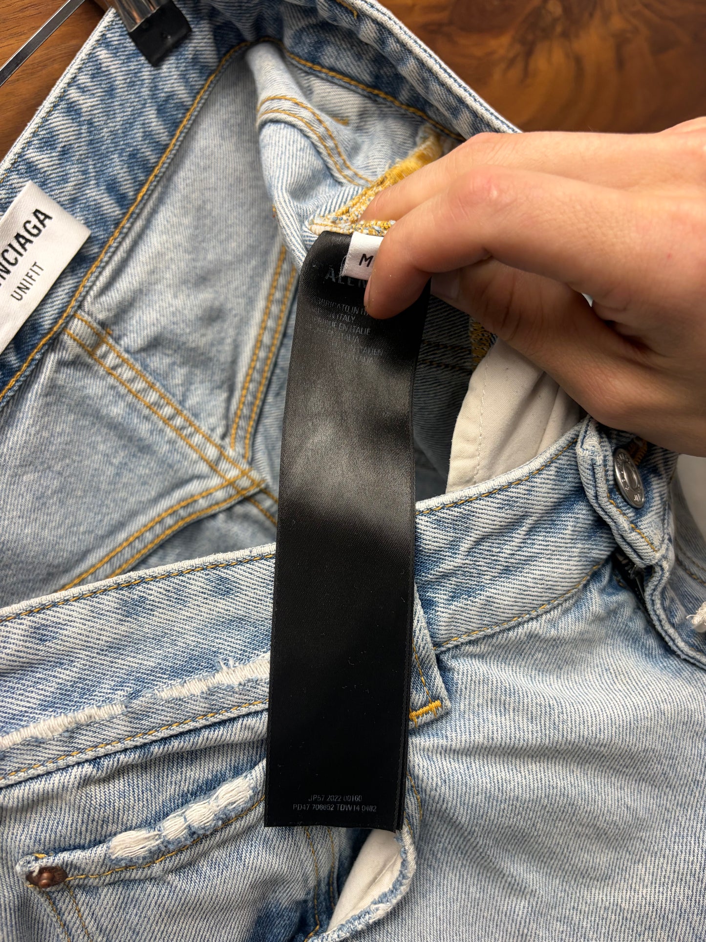 2022 Balenciaga Light Washed Blue Wide Leg Denim