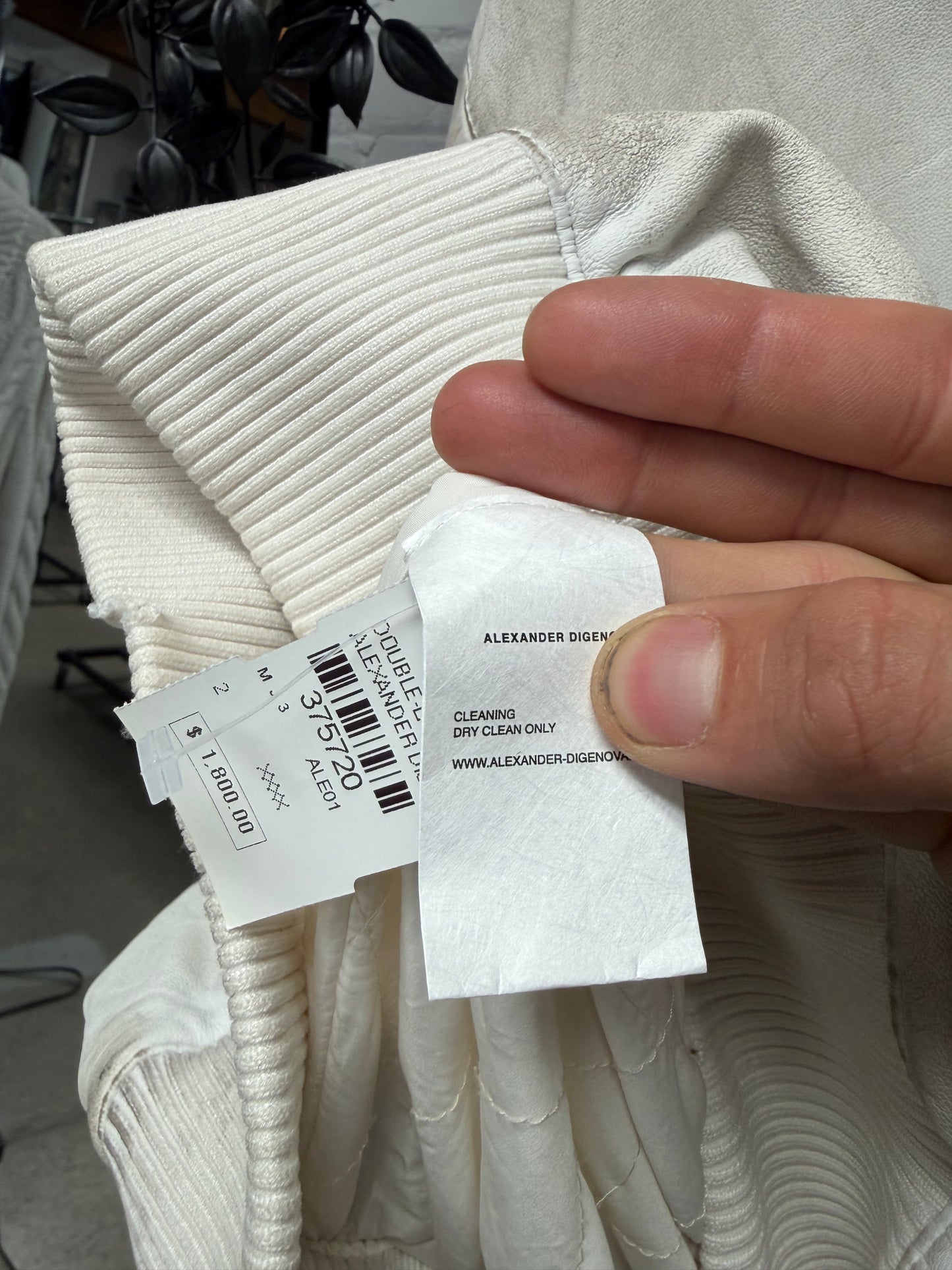 Alexander Digenova Distressed White Leather Bomber Jacket