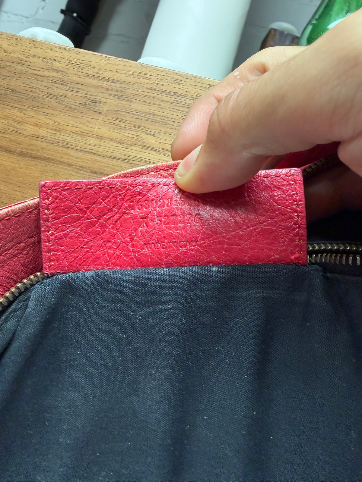 Balenciaga Red Lambskin Leather Classic Size ‘City’ Bag with Crossbody Strap