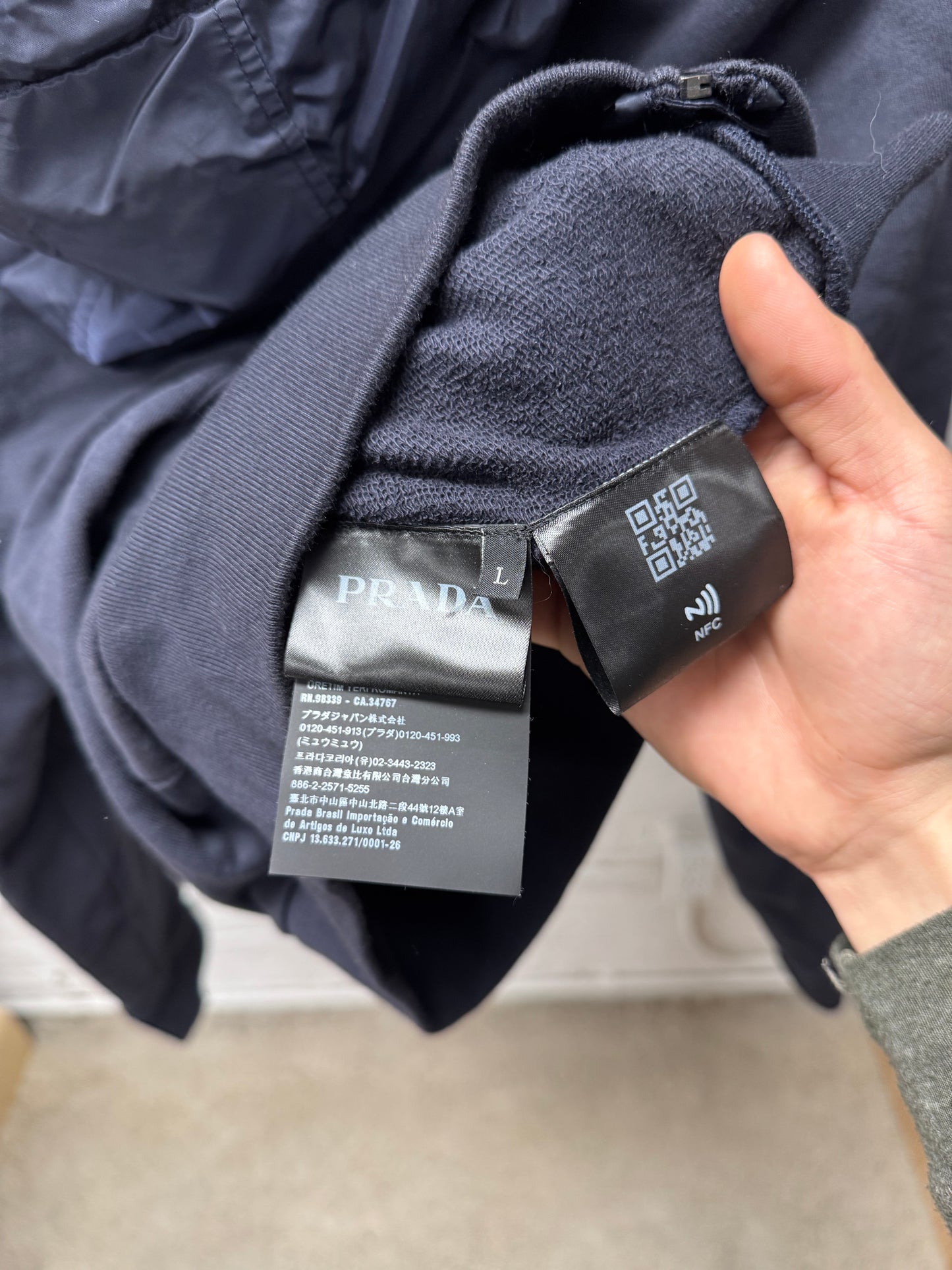 Prada Triangle Logo Zip-Up Hoodie