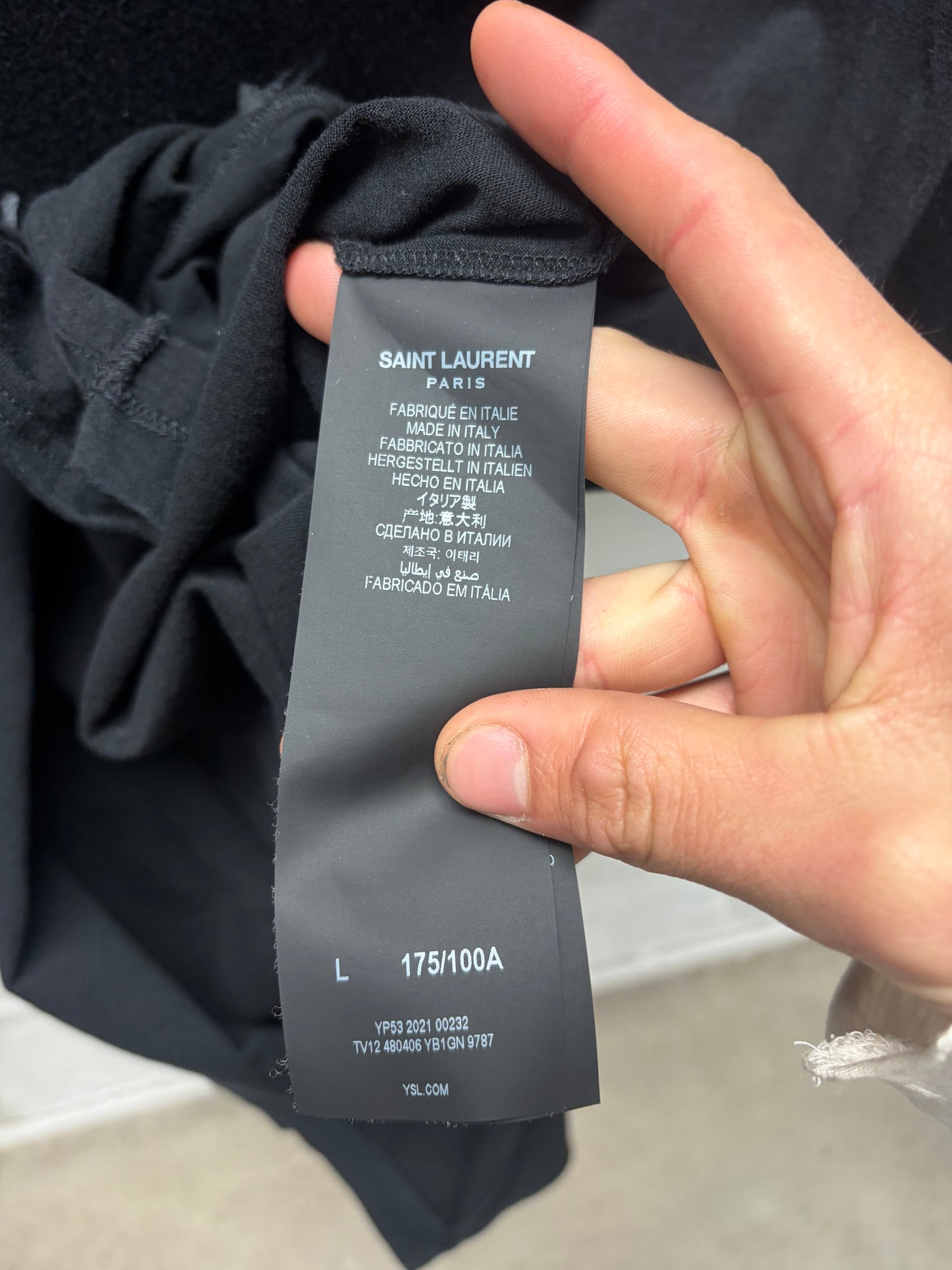 2021 Saint Laurent ‘Cursive Logo’ Black Graphic T-Shirt