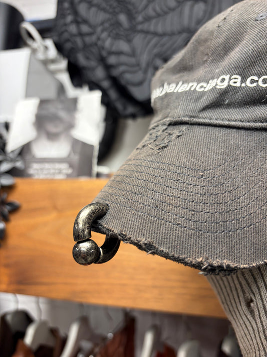 Balenciaga ‘Website’ Pierced Sun-Faded Black Baseball Cap