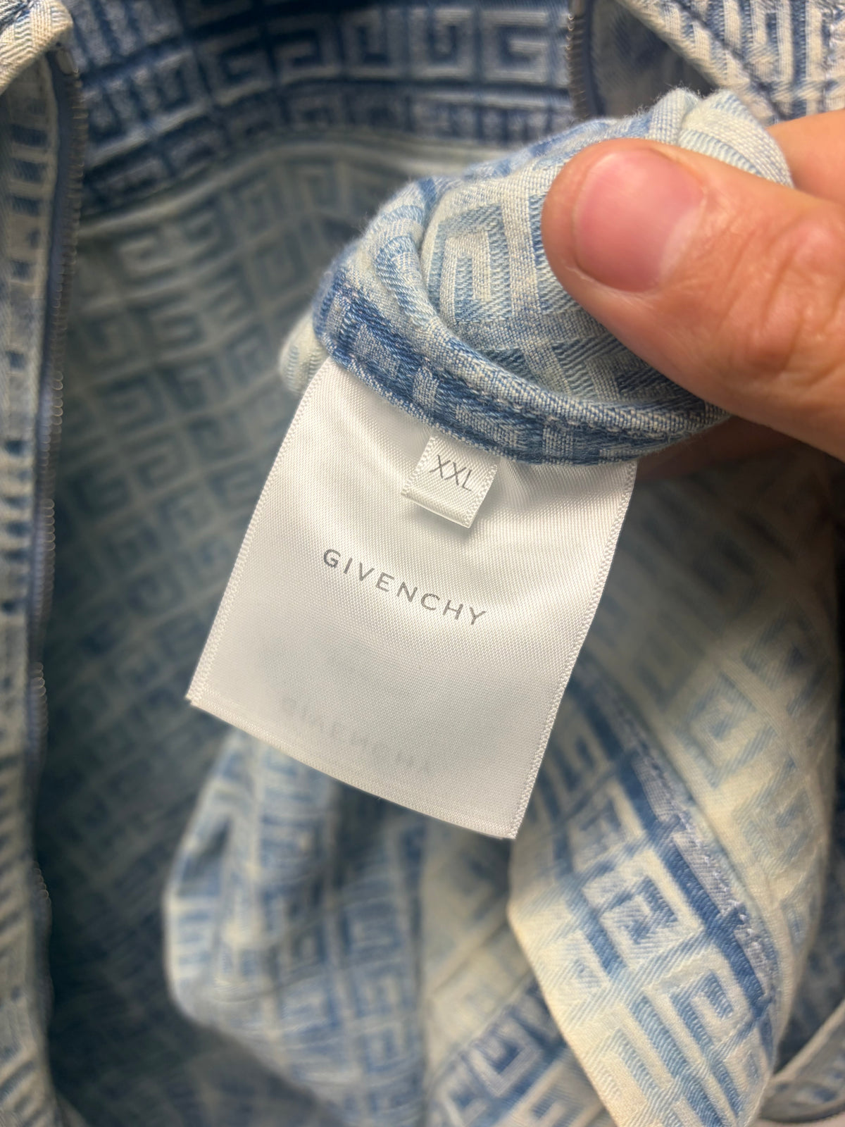 Givenchy ‘4G Logo’ Denim Jacquard Logo Denim Zip-Up Shirt