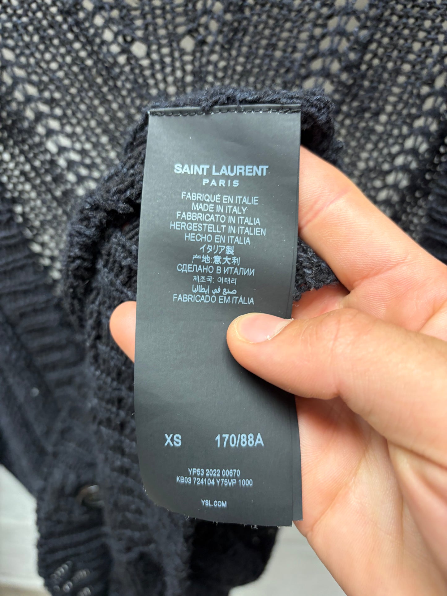 2022 Saint Laurent Loose Gauge Double Breasted Cardigan