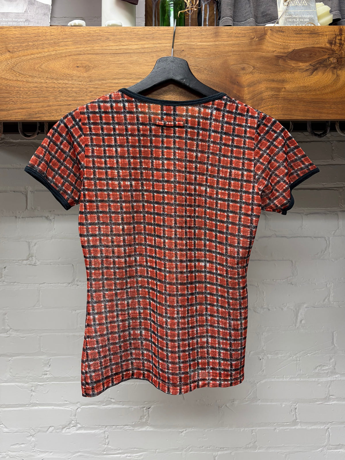 Jean Paul Gaultier Femme Tartan Red/Black Patterned ‘Tight Fit’ Short Sleeve Shirt