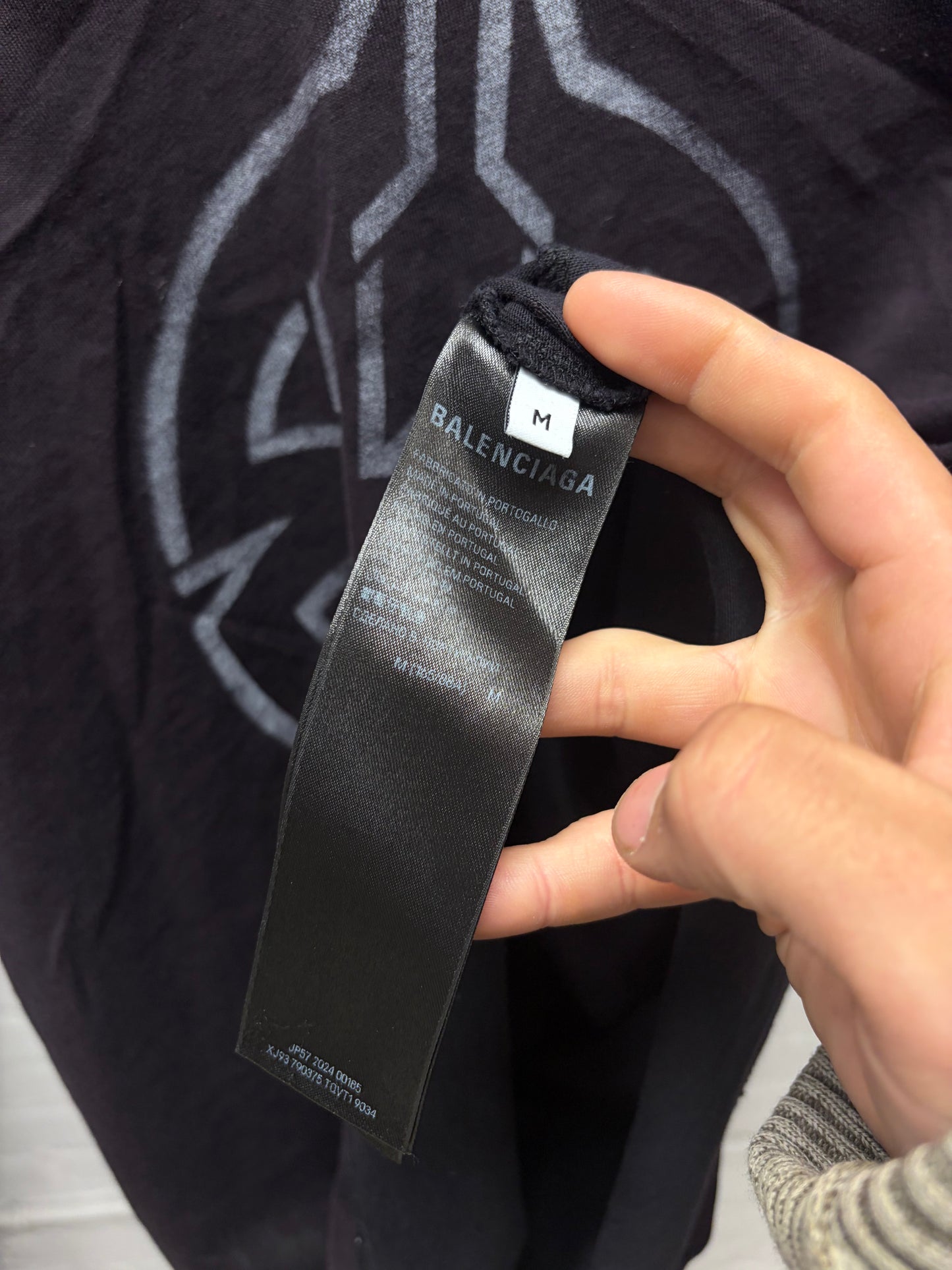 SS2024 Balenciaga ‘D.I.Y. Metal Logo’ Distressed Black Graphic T-Shirt
