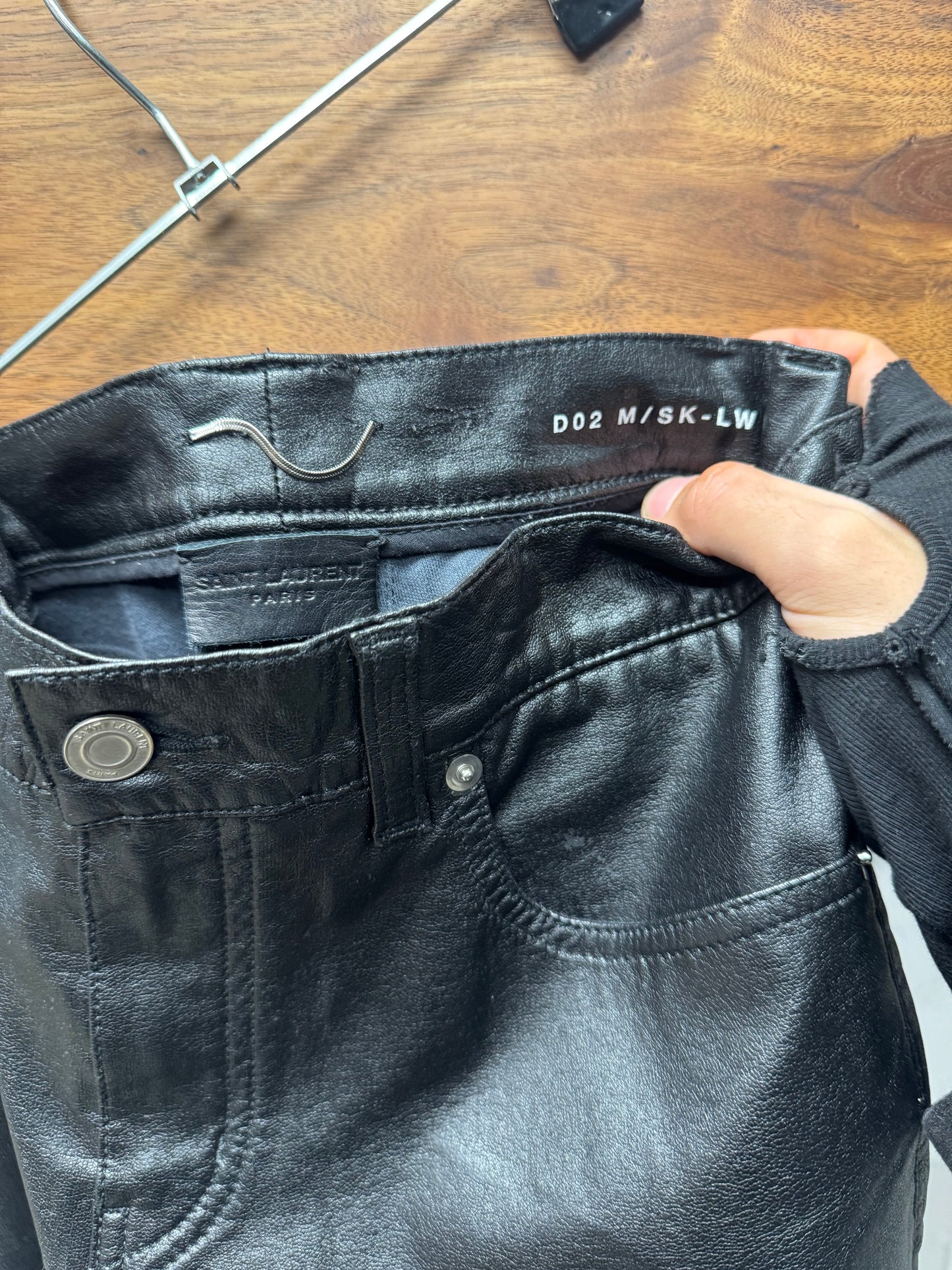 2013 Saint Laurent by Hedi Slimane ‘Waxed Leather’ Skinny Bottoms