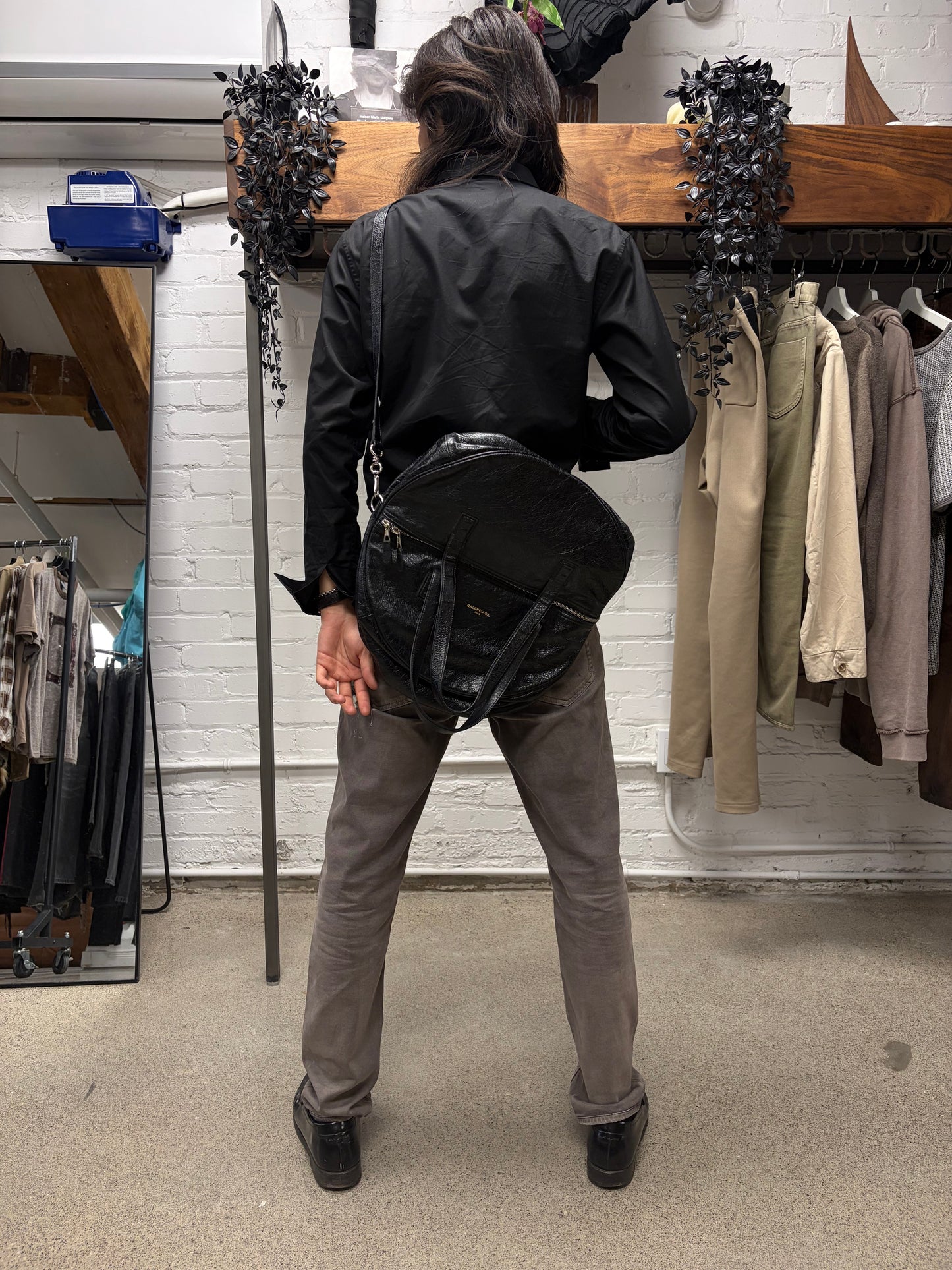 Balenciaga ‘Air Hobo’ Crinkled Black Arena Lambskin Leather Crossbody Bag