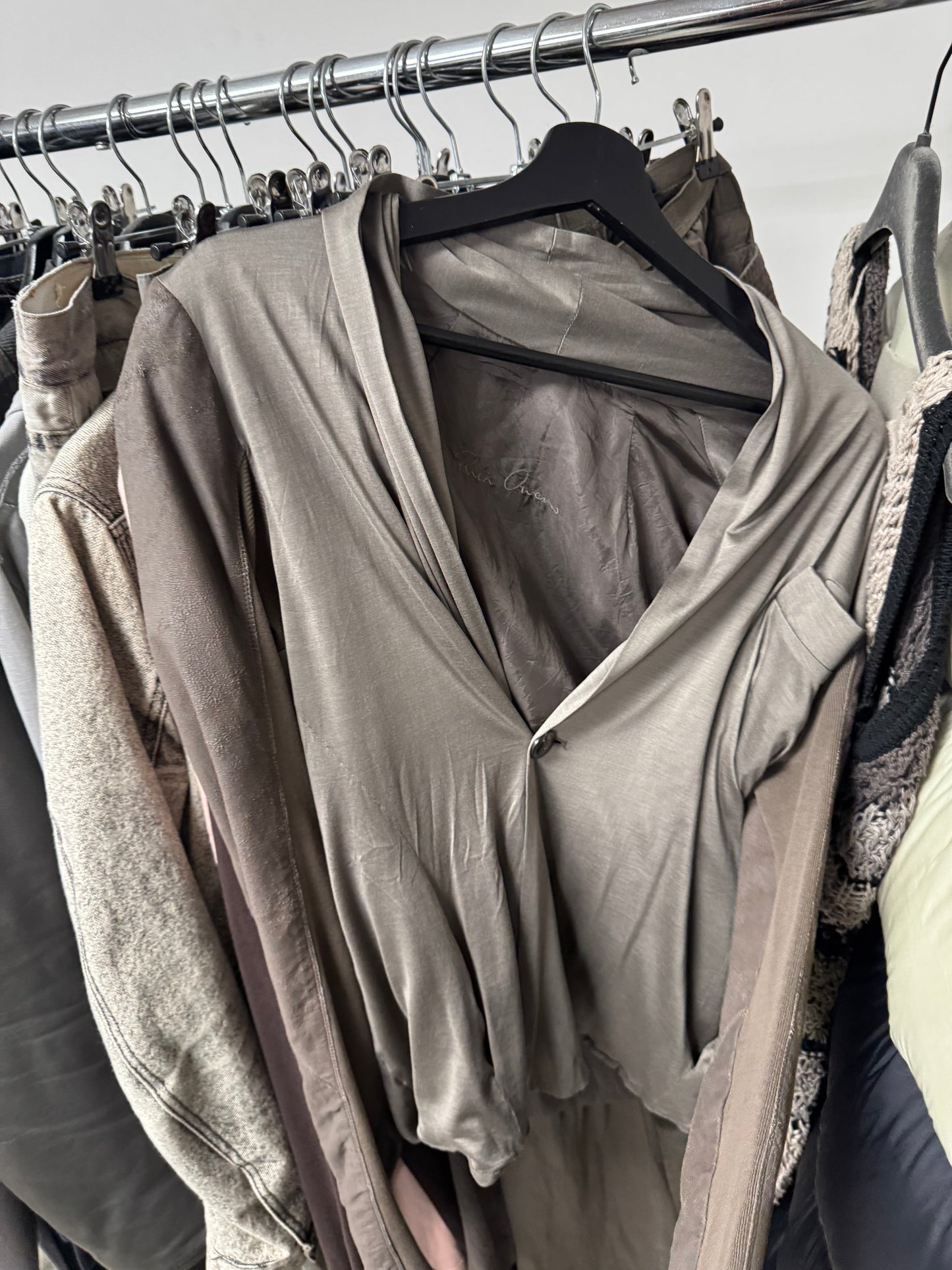 Rick Owens ‘Blistered Lambskin’ Single Button ‘Dust’ Top