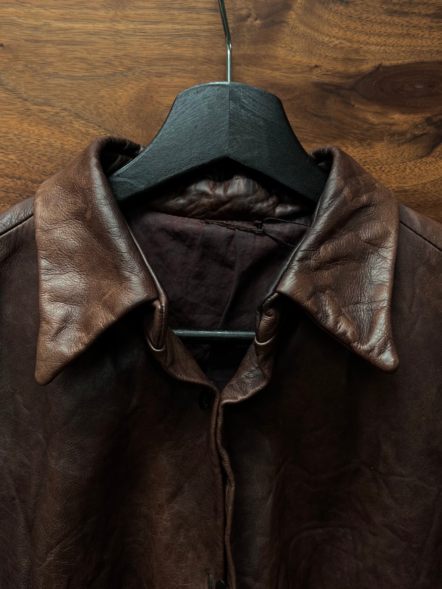 Carpe Diem Natural Brown Leather Button Down Shirt