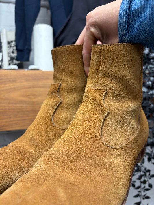 Celine by Hedi Slimane ‘Jacno’ Brown Suede Pointed Toe Boots