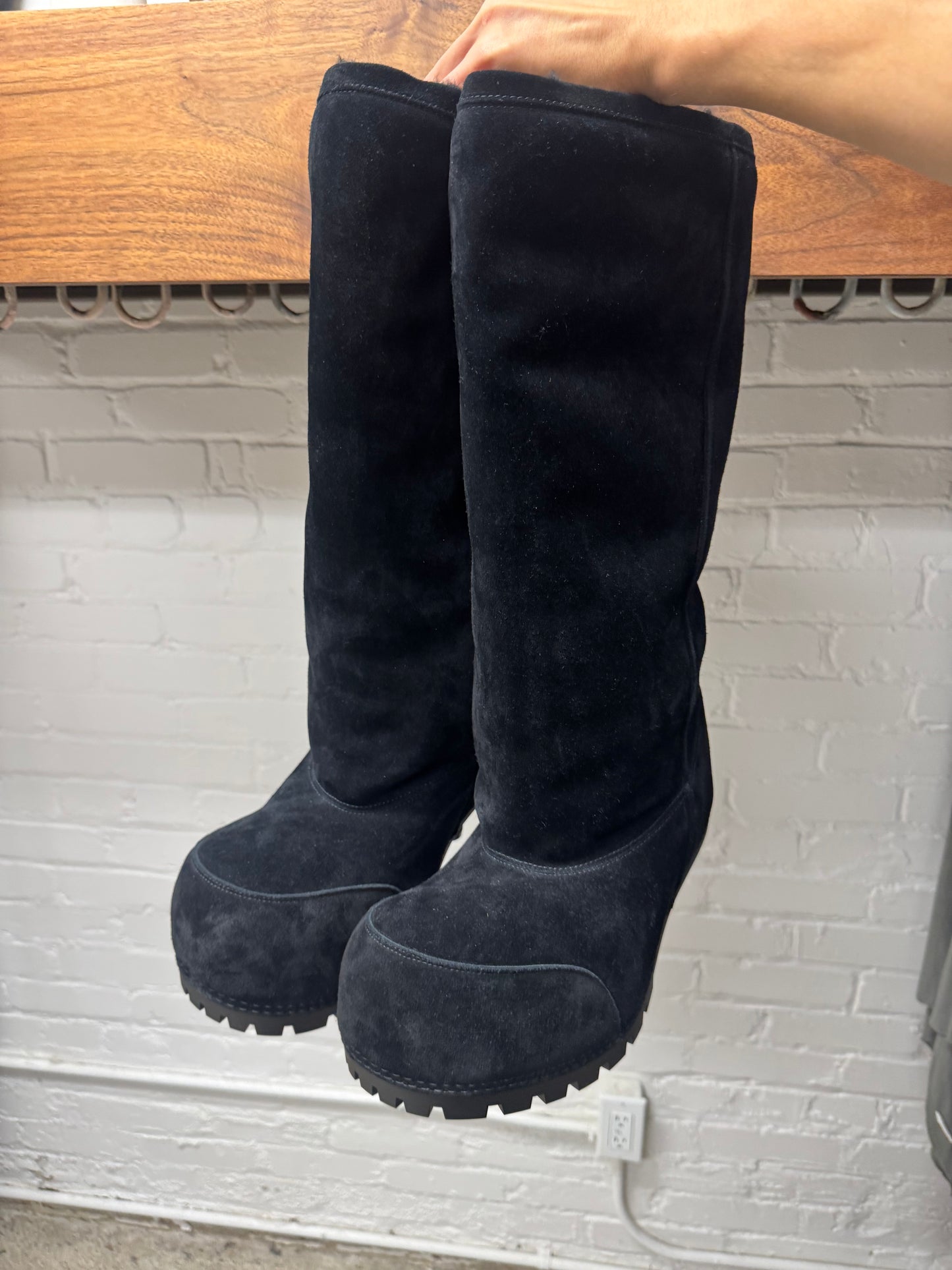 Balenciaga High Heel ‘Alaska’ Suede/Shearling Lined Boots